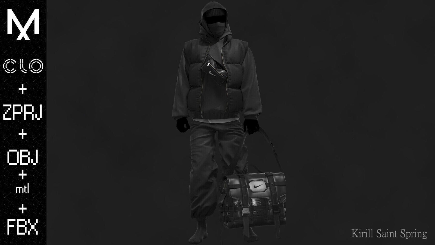 Street Outfit Marvelous designer Clo3d OBJ mtl FBX ZPRJ  3D model_2