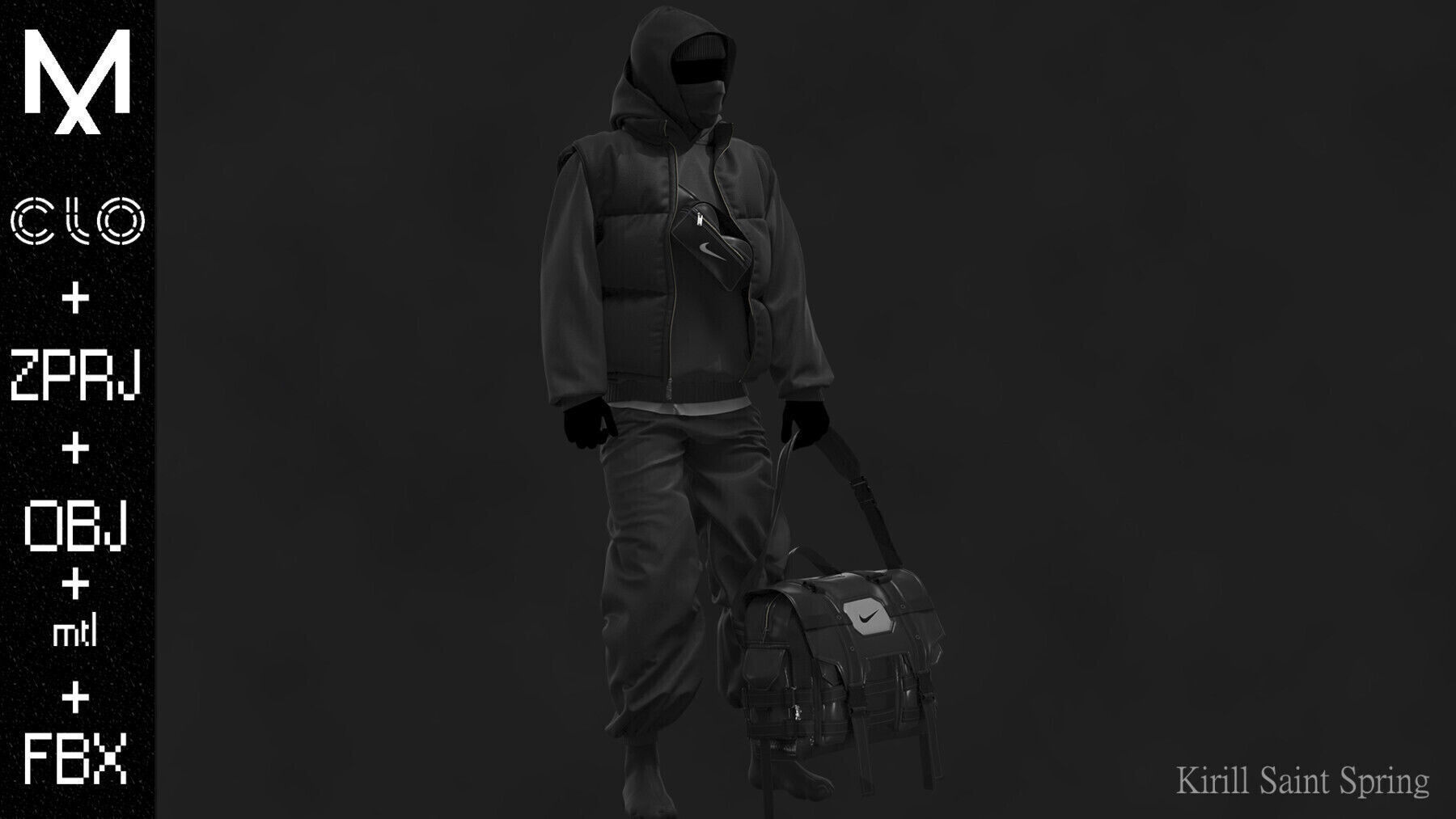 Street Outfit Marvelous designer Clo3d OBJ mtl FBX ZPRJ  3D model_3