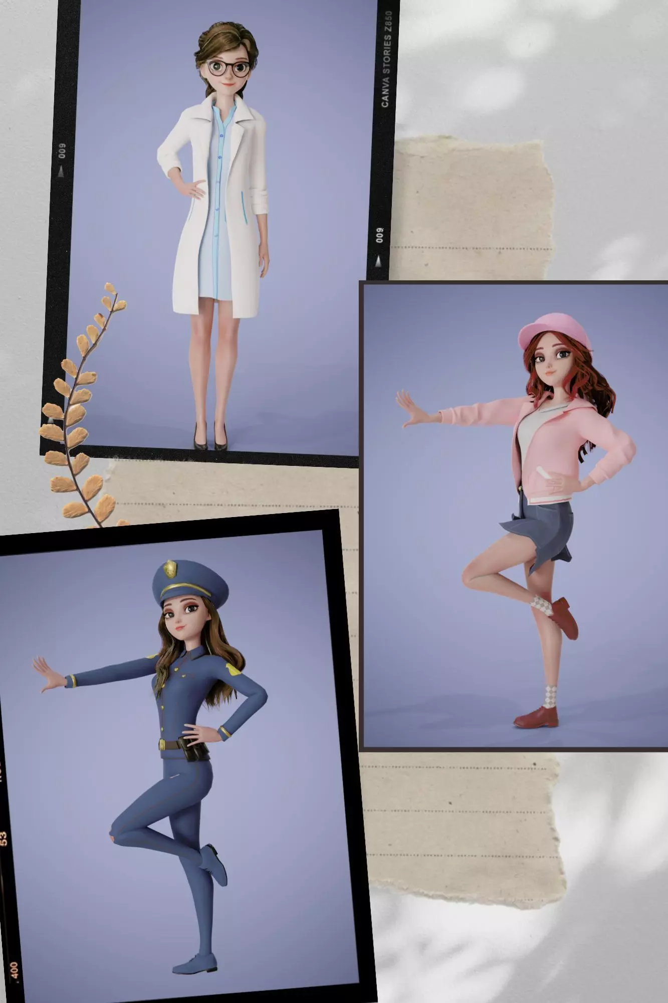 Girl Collection 3D Cartoon Rigging _0