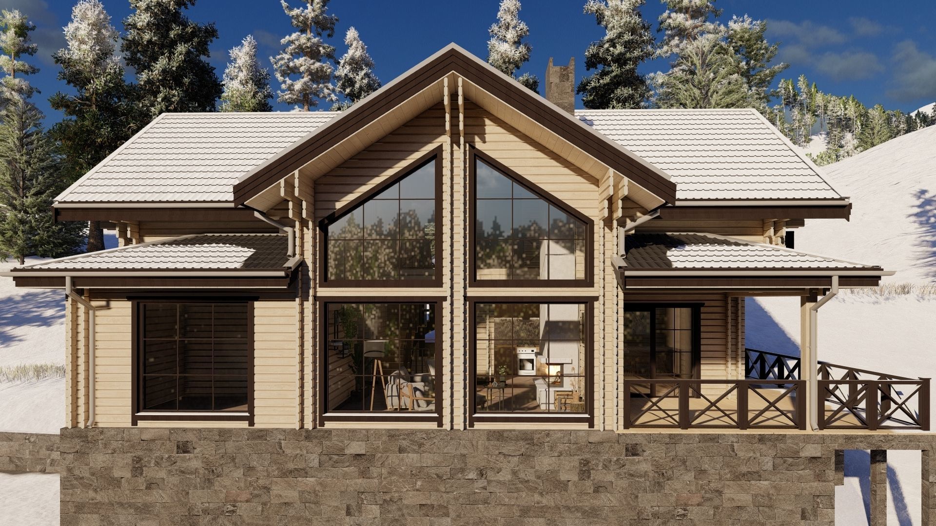 3D model of a wooden house 3D model_4