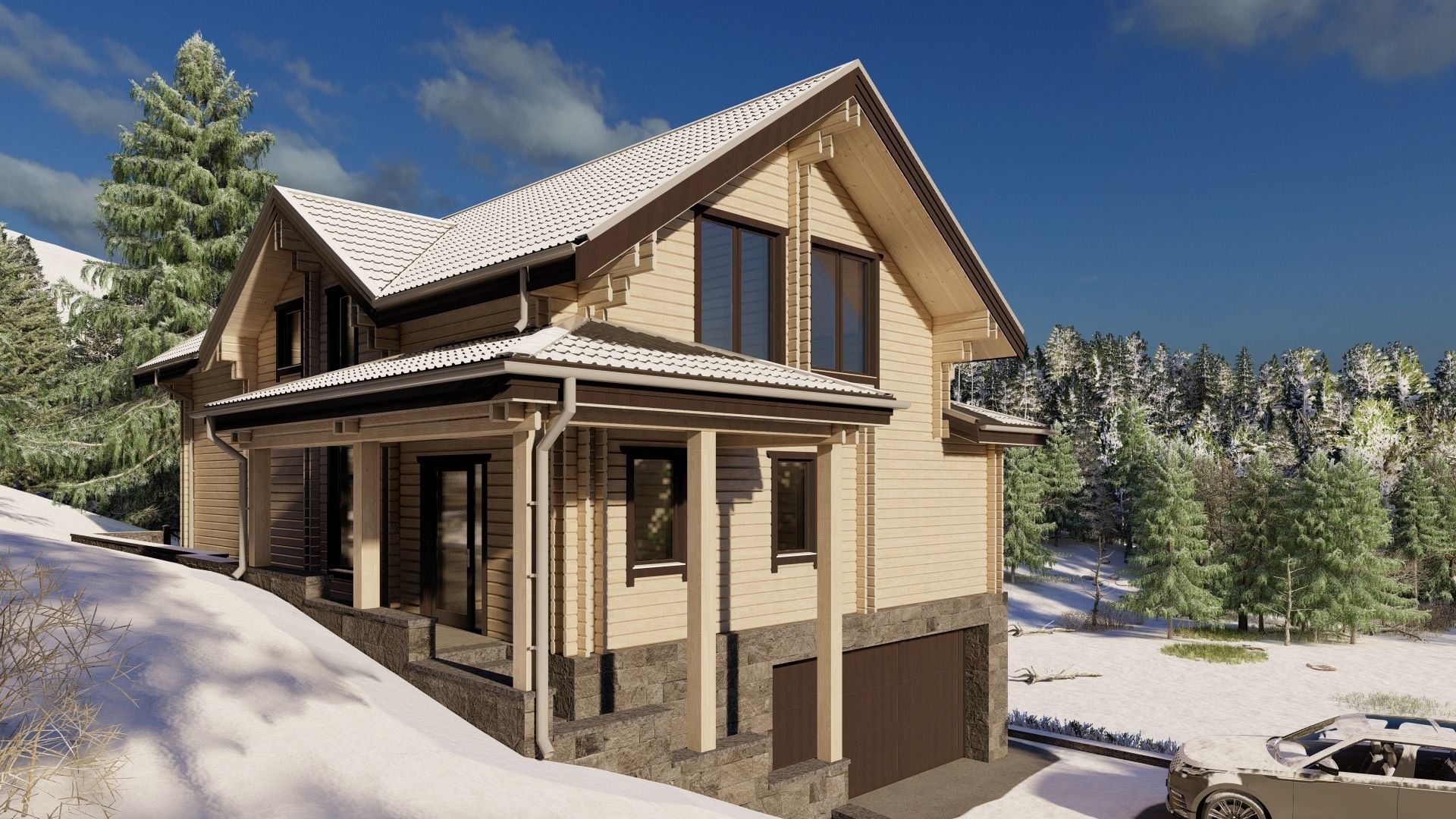 3D model of a wooden house 3D model_2