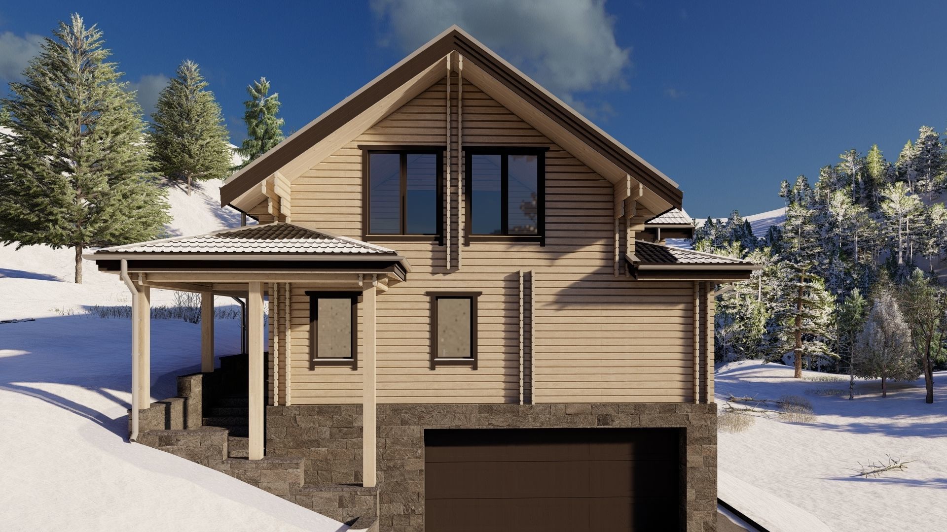 3D model of a wooden house 3D model_3