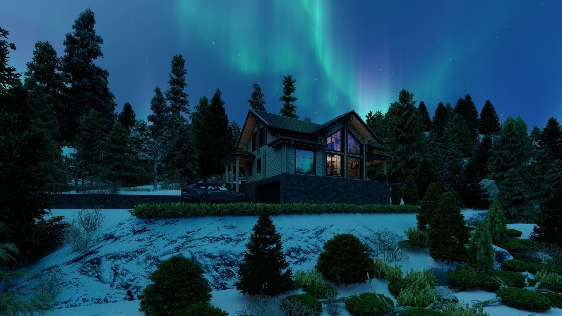 3D model of a wooden house 3D model_7