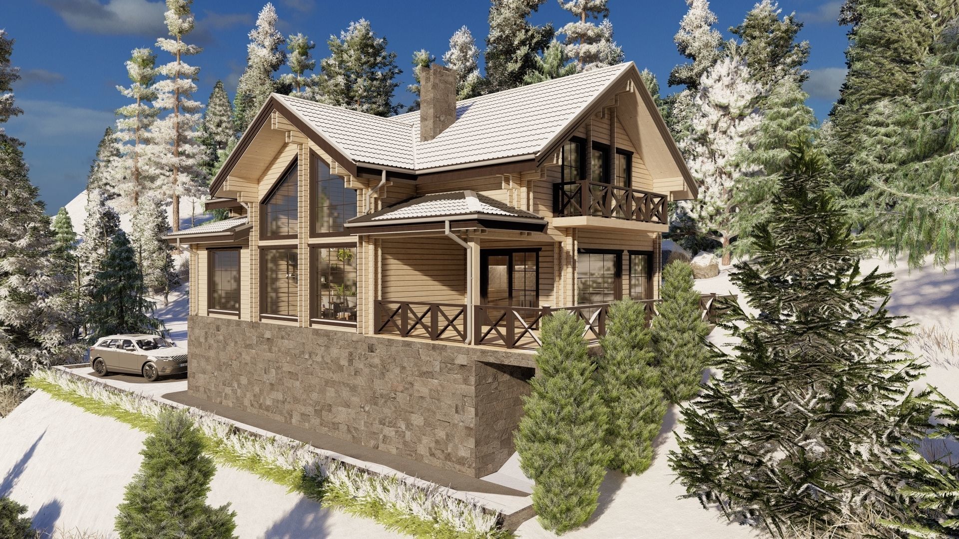 3D model of a wooden house 3D model_1