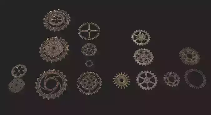 Rusty Gears Set 3D model