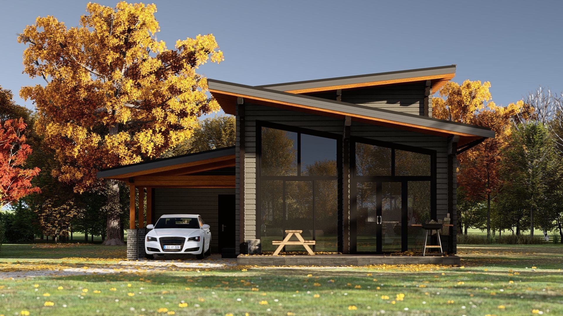 3D model of a wooden house for two bedrooms 3D model_3