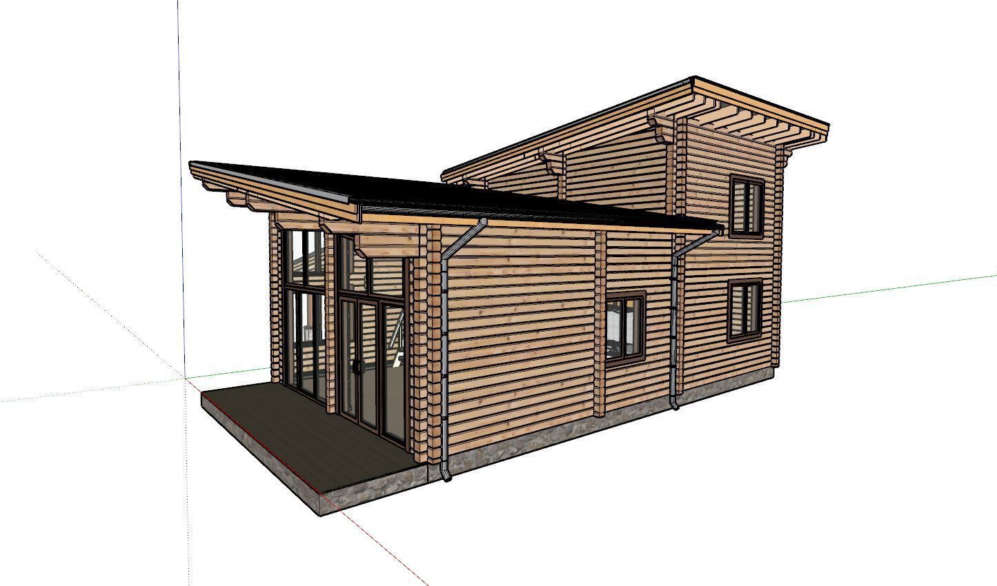 3D model of a wooden house for two bedrooms 3D model_11