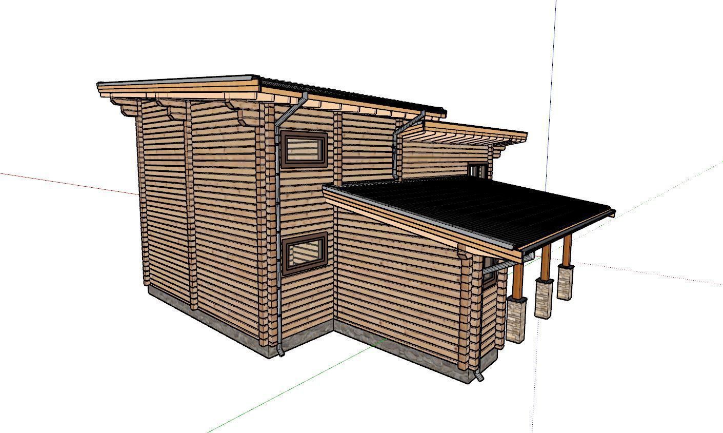 3D model of a wooden house for two bedrooms 3D model_12