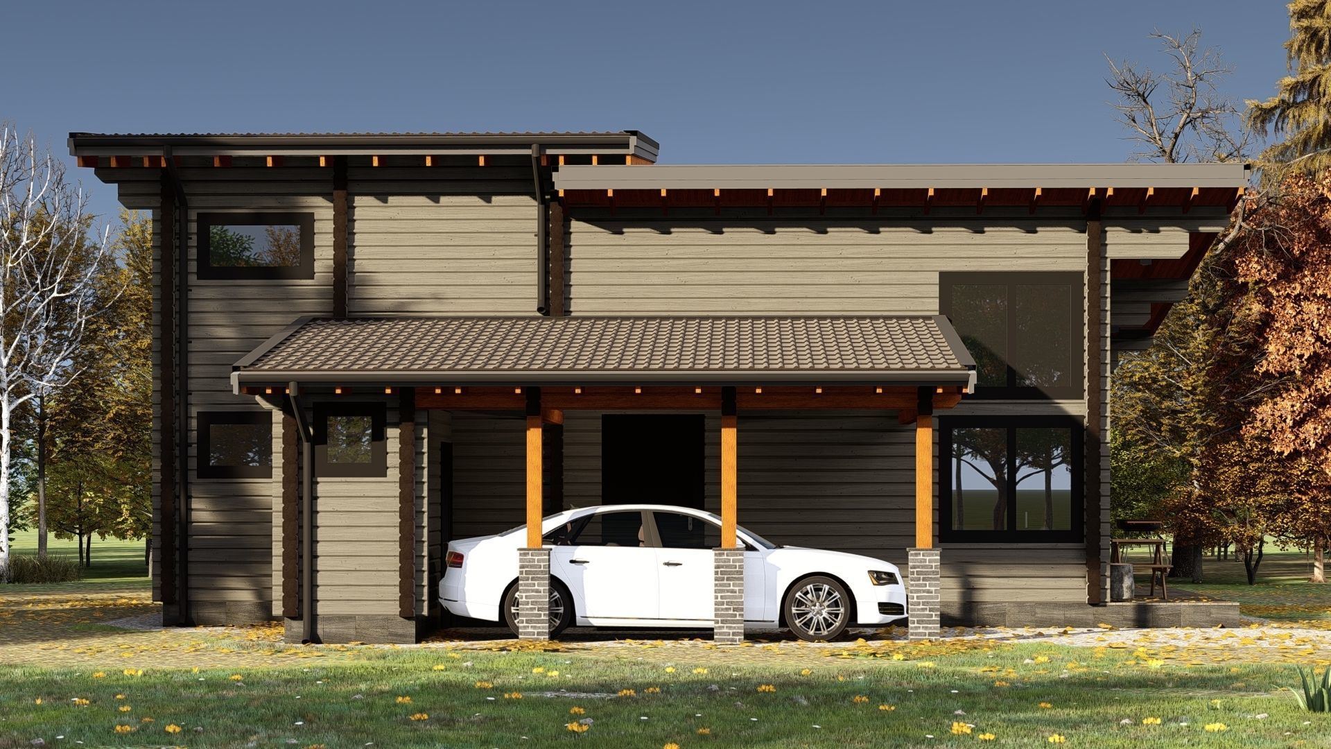 3D model of a wooden house for two bedrooms 3D model_6