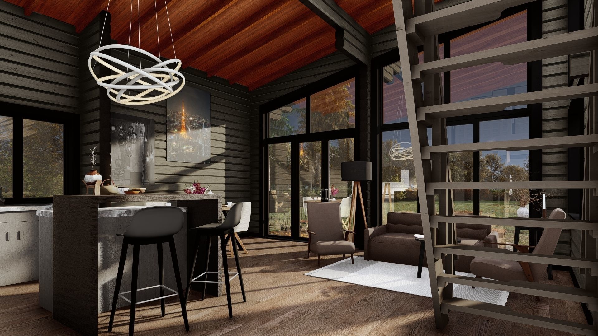 3D model of a wooden house for two bedrooms 3D model_7