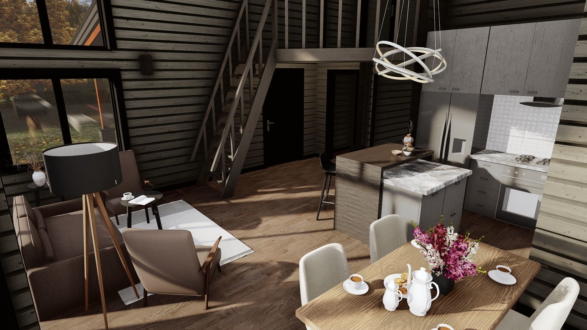 3D model of a wooden house for two bedrooms 3D model_8