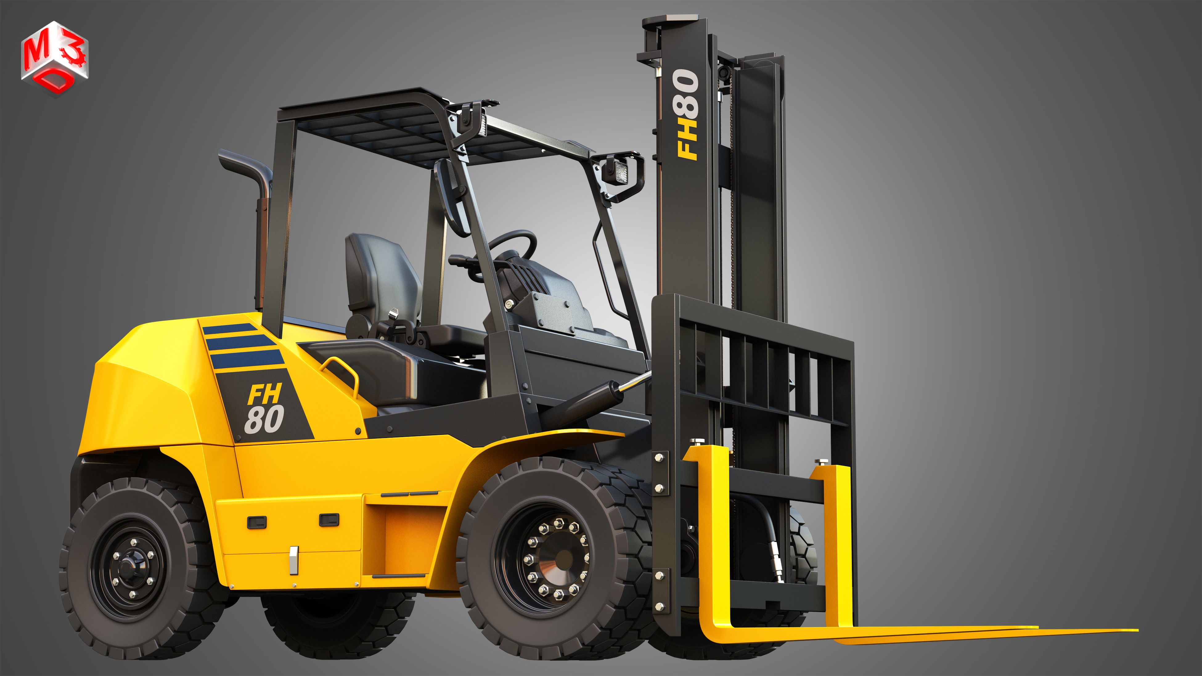 FH7080 IC Pneumatic Forklift 3D model_9