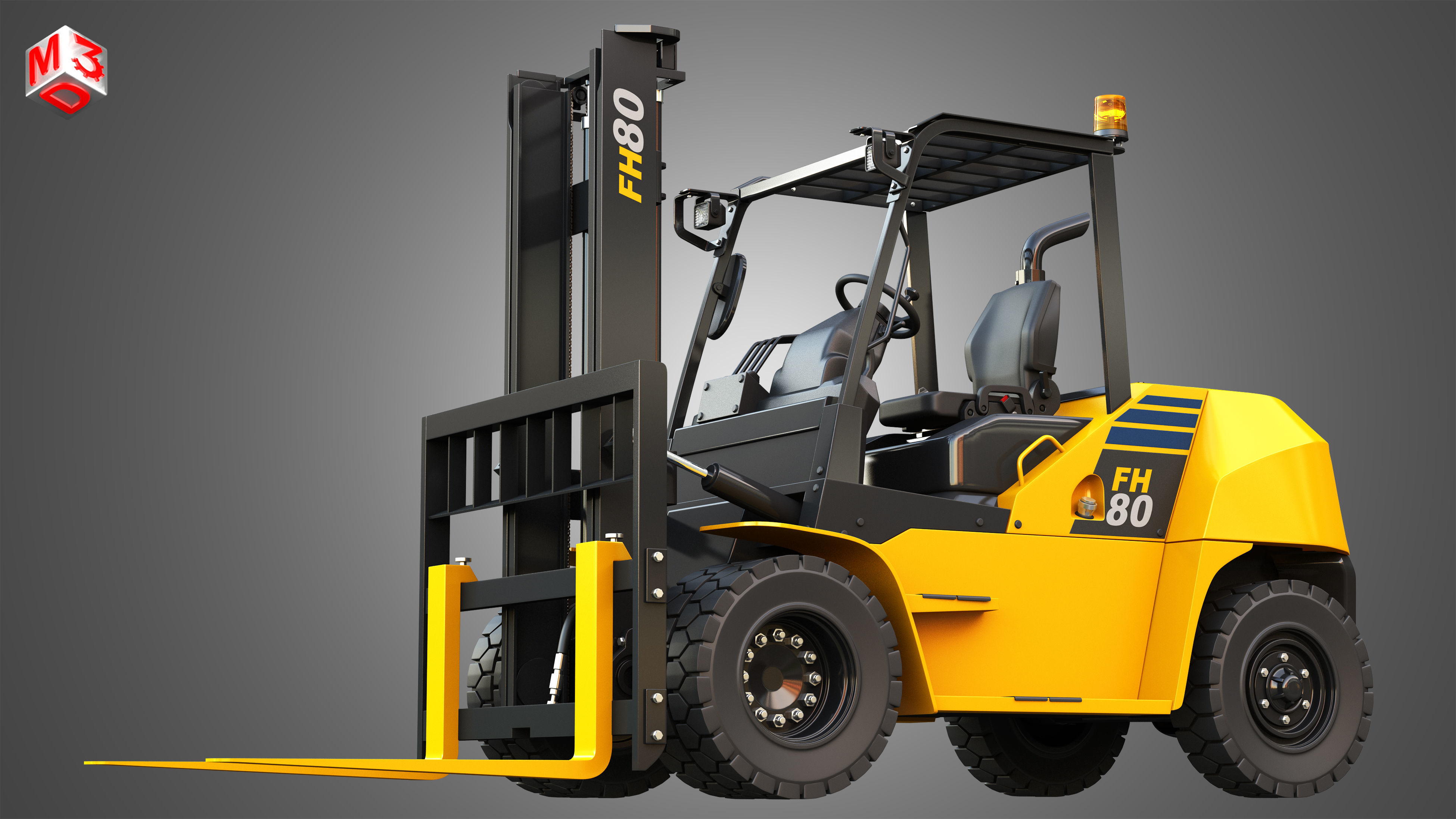 FH7080 IC Pneumatic Forklift 3D model_7