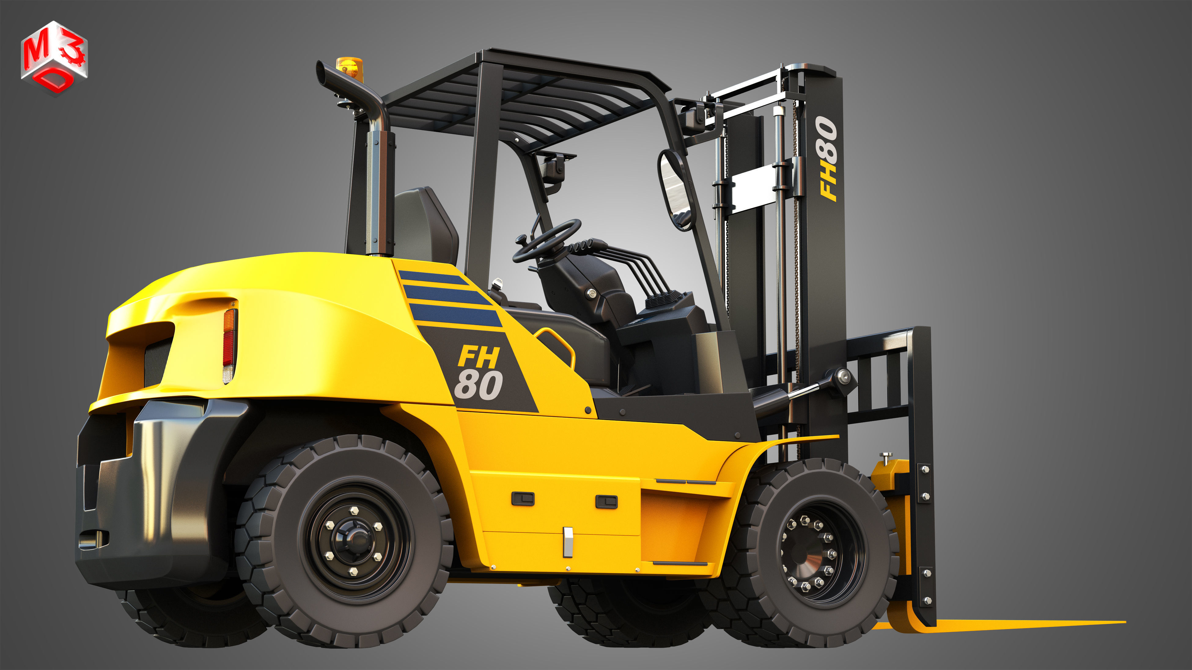 FH7080 IC Pneumatic Forklift 3D model_8