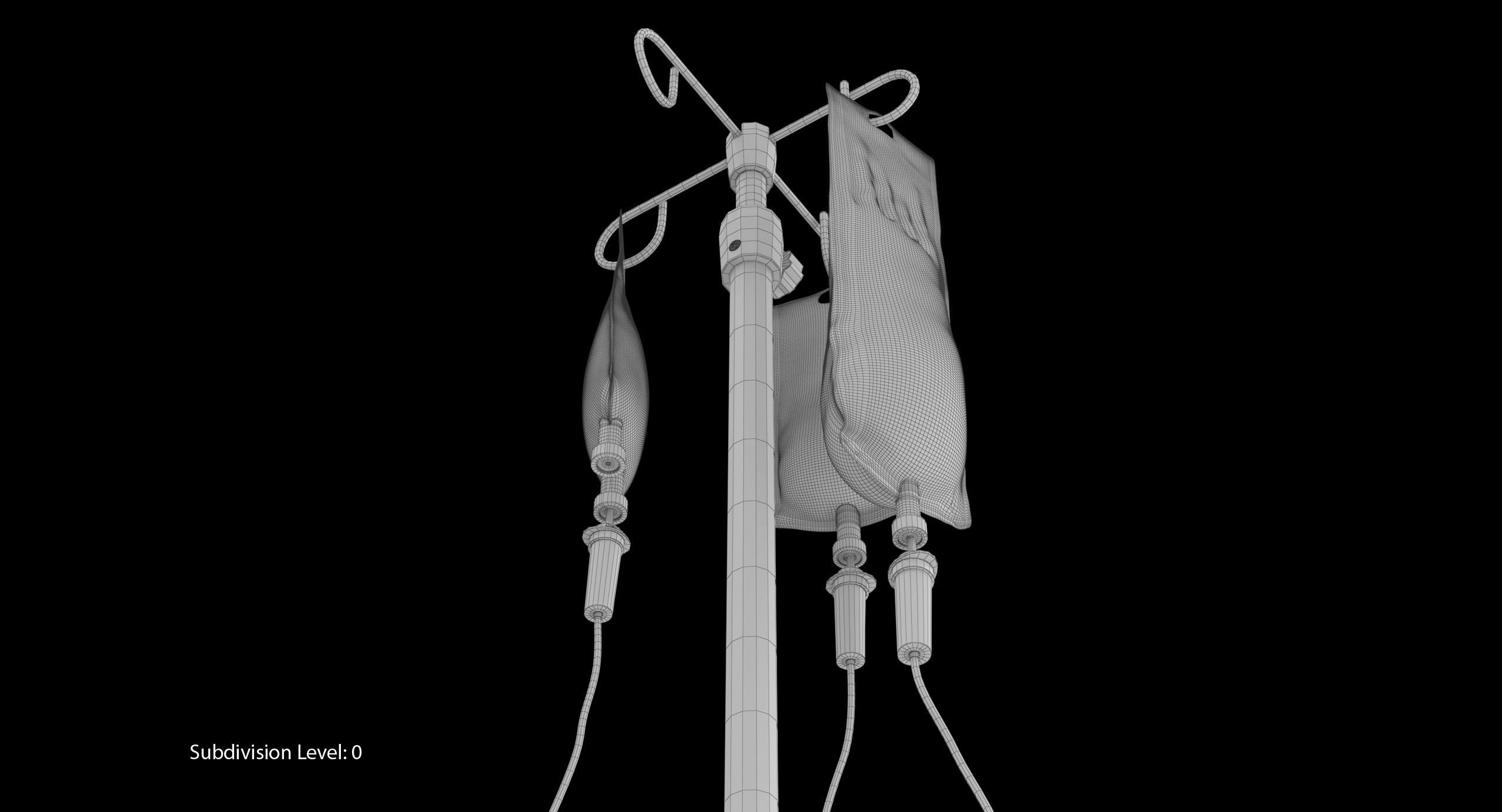 Medical IV Drip Stand Low-poly 3D model_20