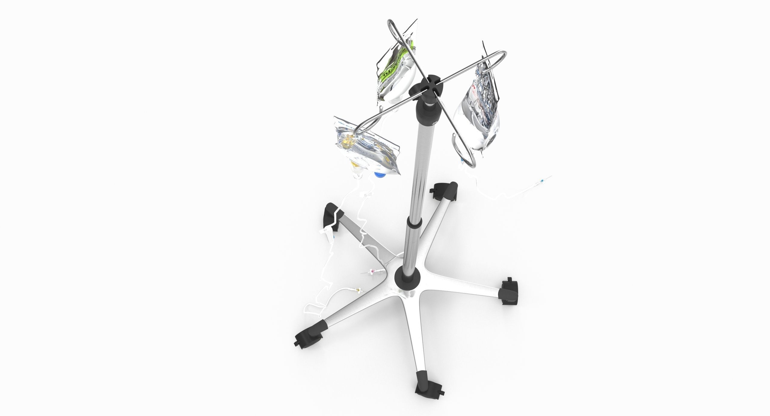 Medical IV Drip Stand Low-poly 3D model_5