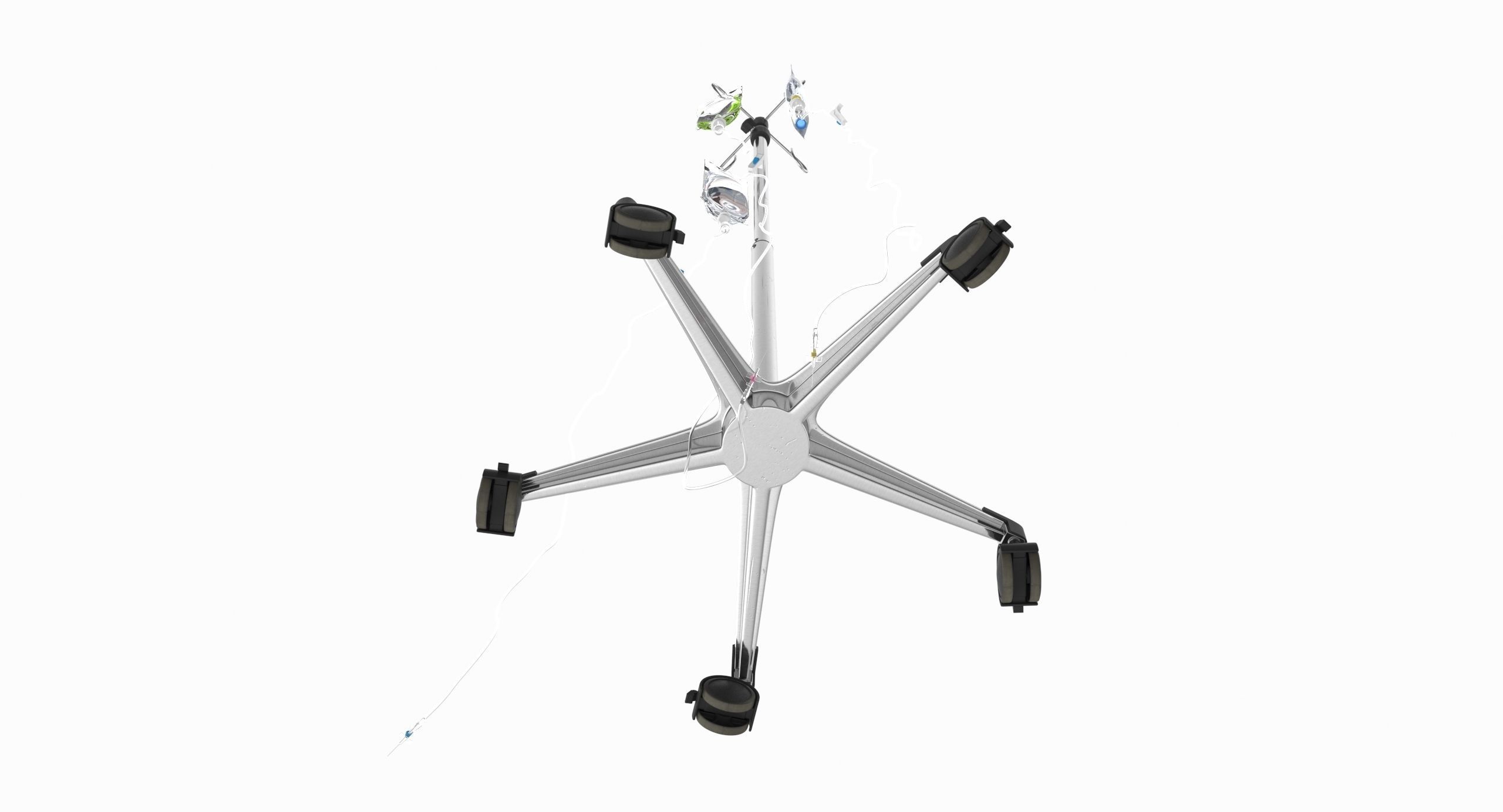 Medical IV Drip Stand Low-poly 3D model_7