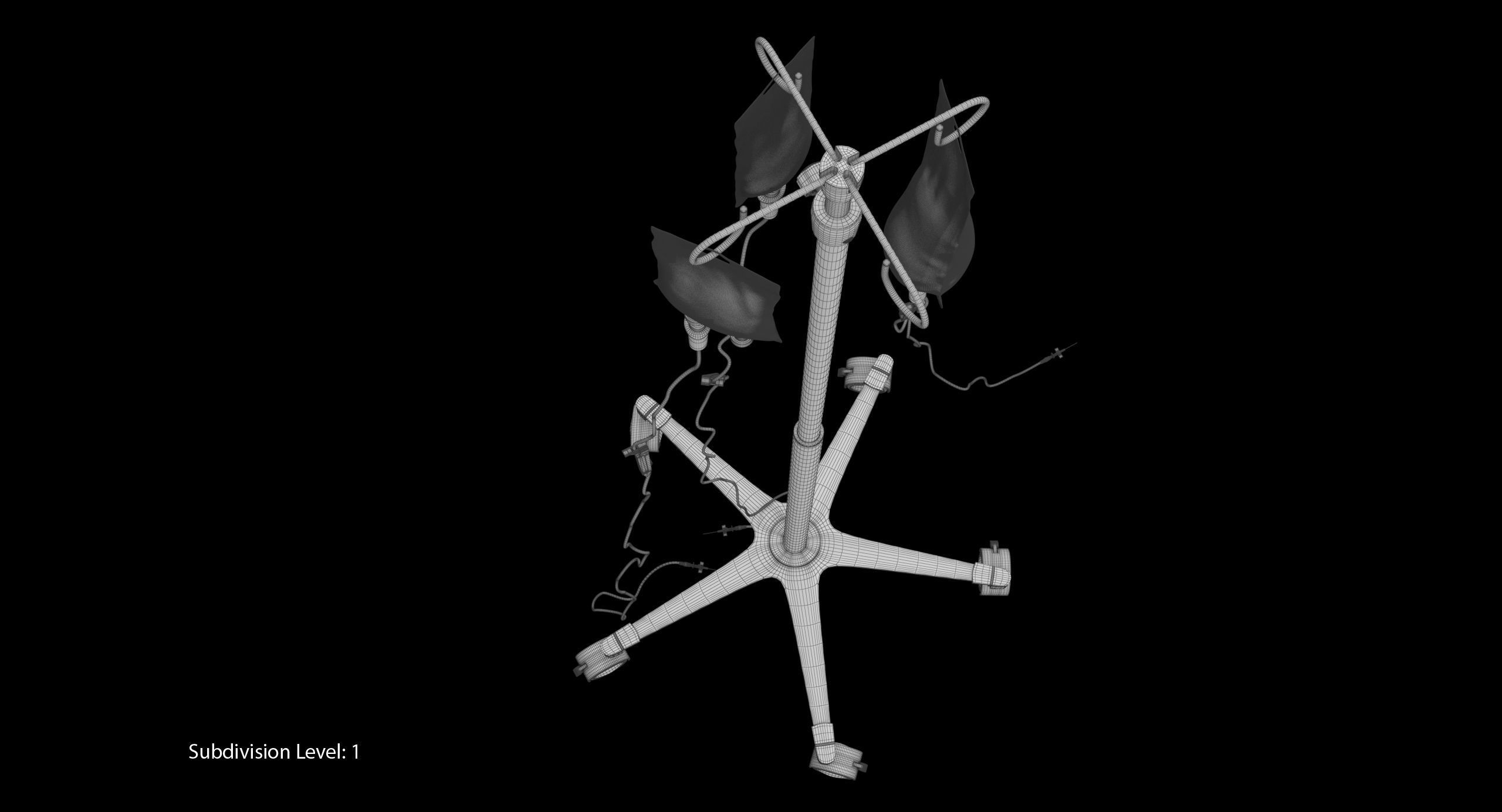 Medical IV Drip Stand Low-poly 3D model_23