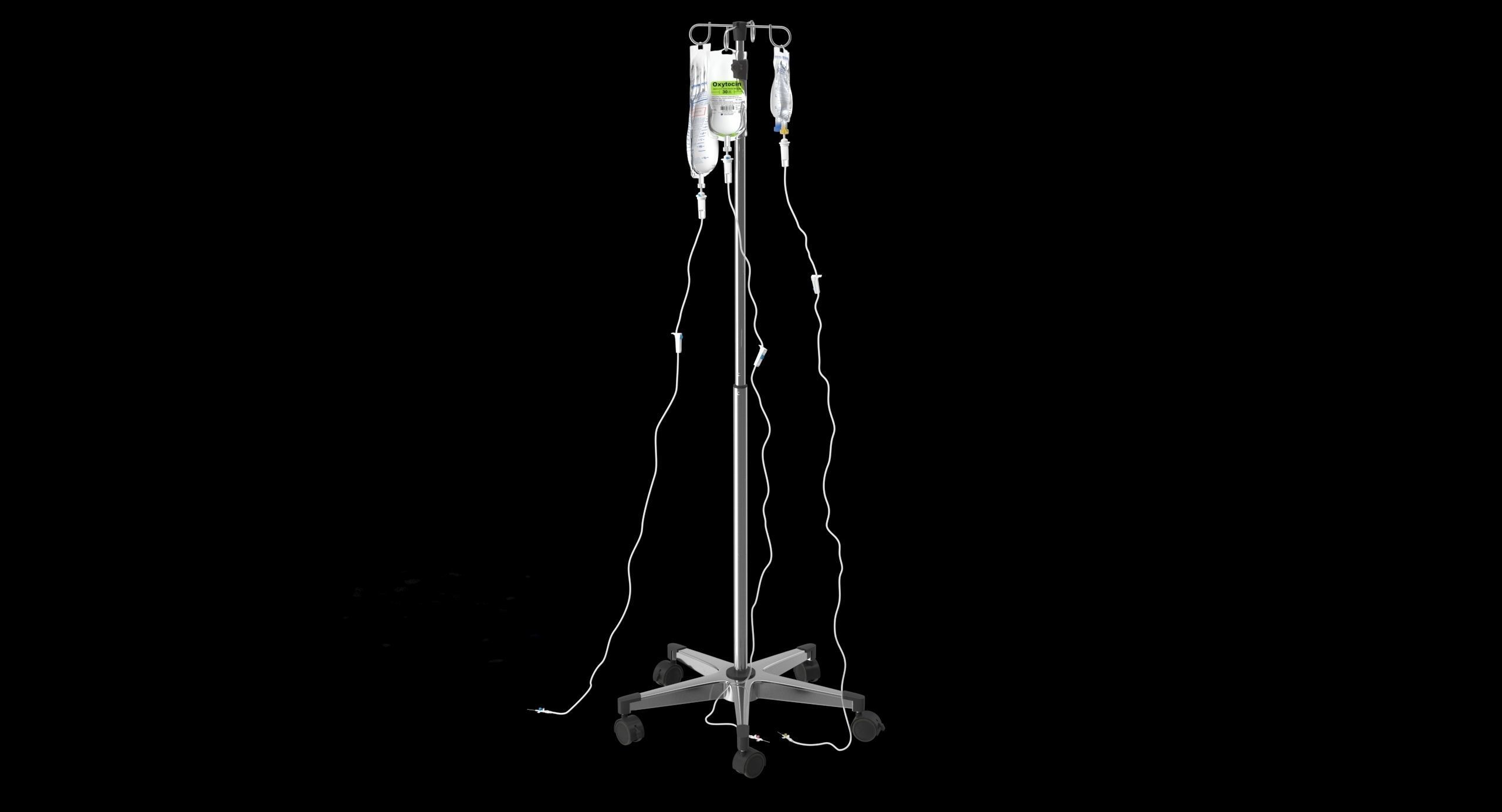 Medical IV Drip Stand Low-poly 3D model_1