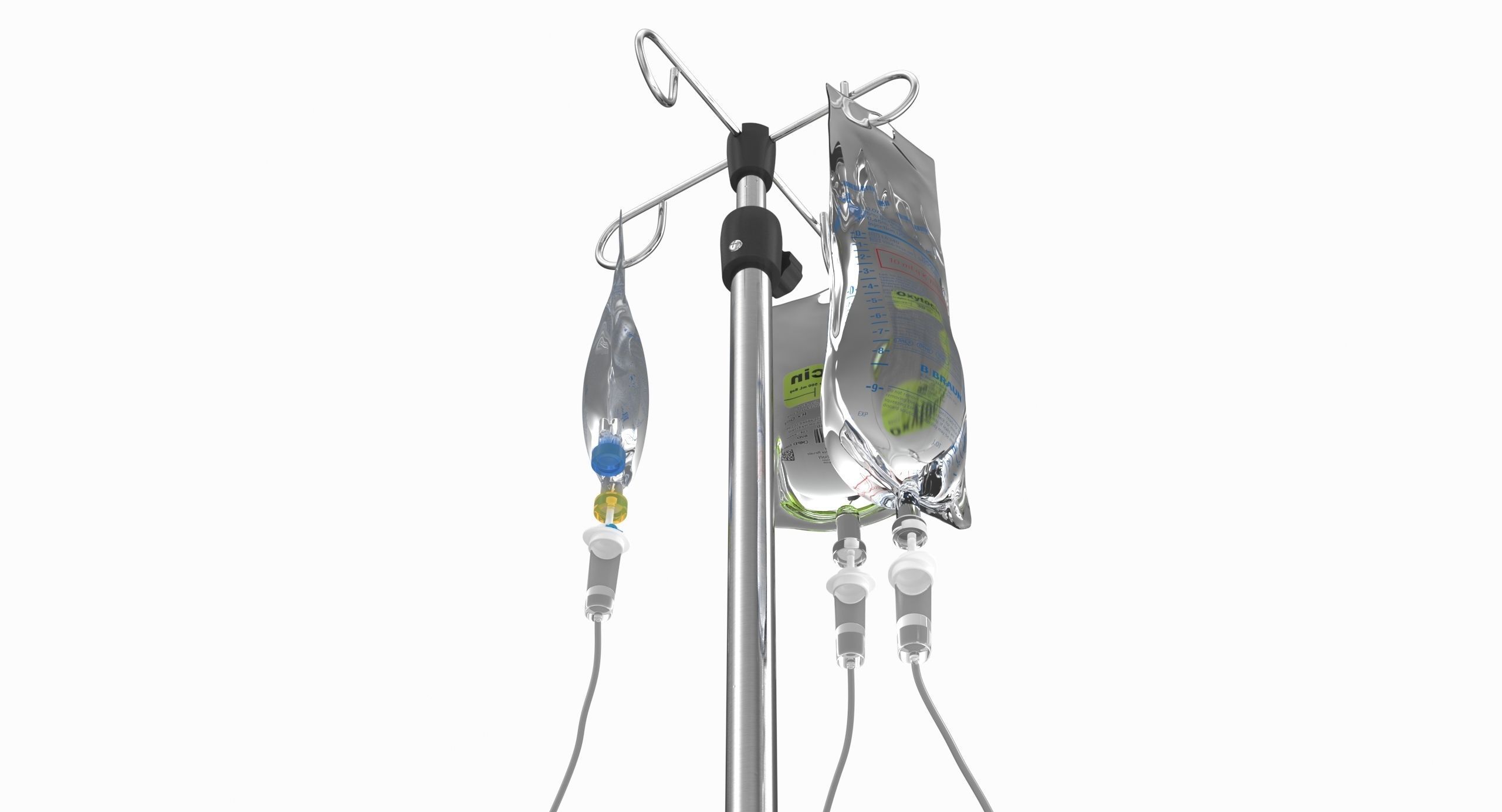 Medical IV Drip Stand Low-poly 3D model_4