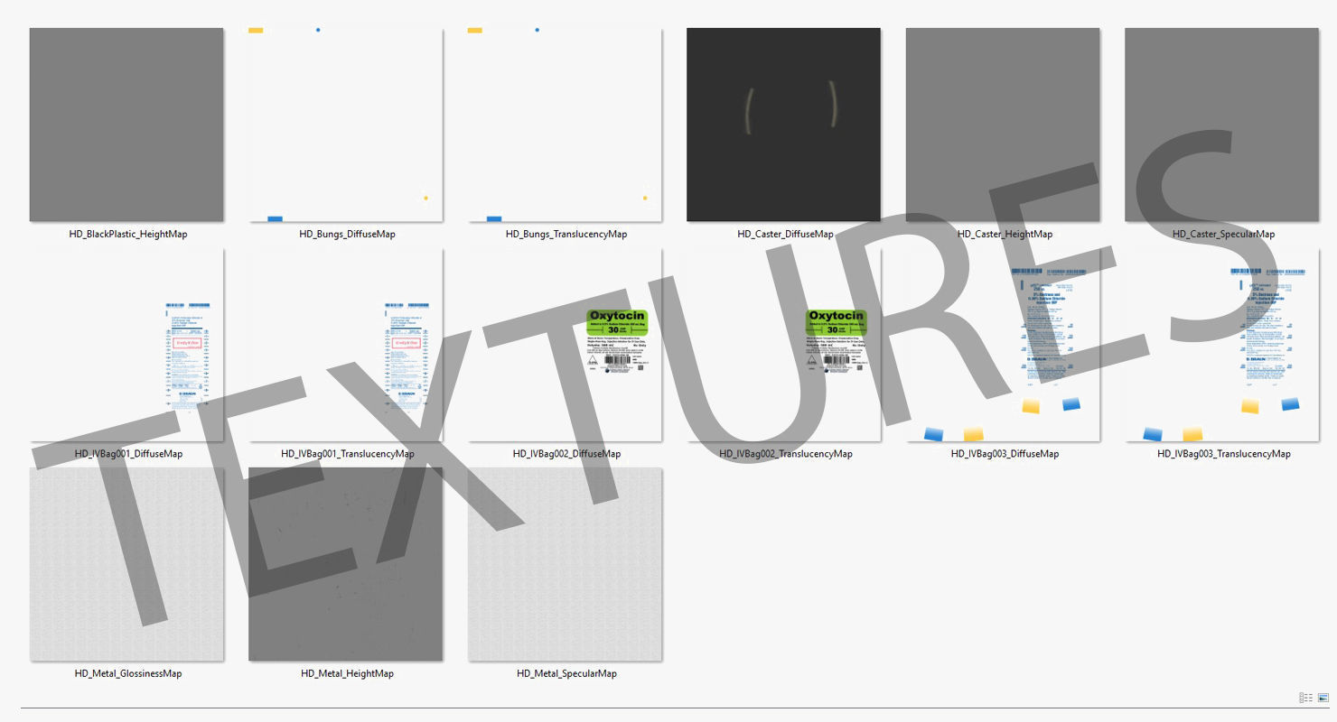 Medical IV Drip Stand Low-poly 3D model_31