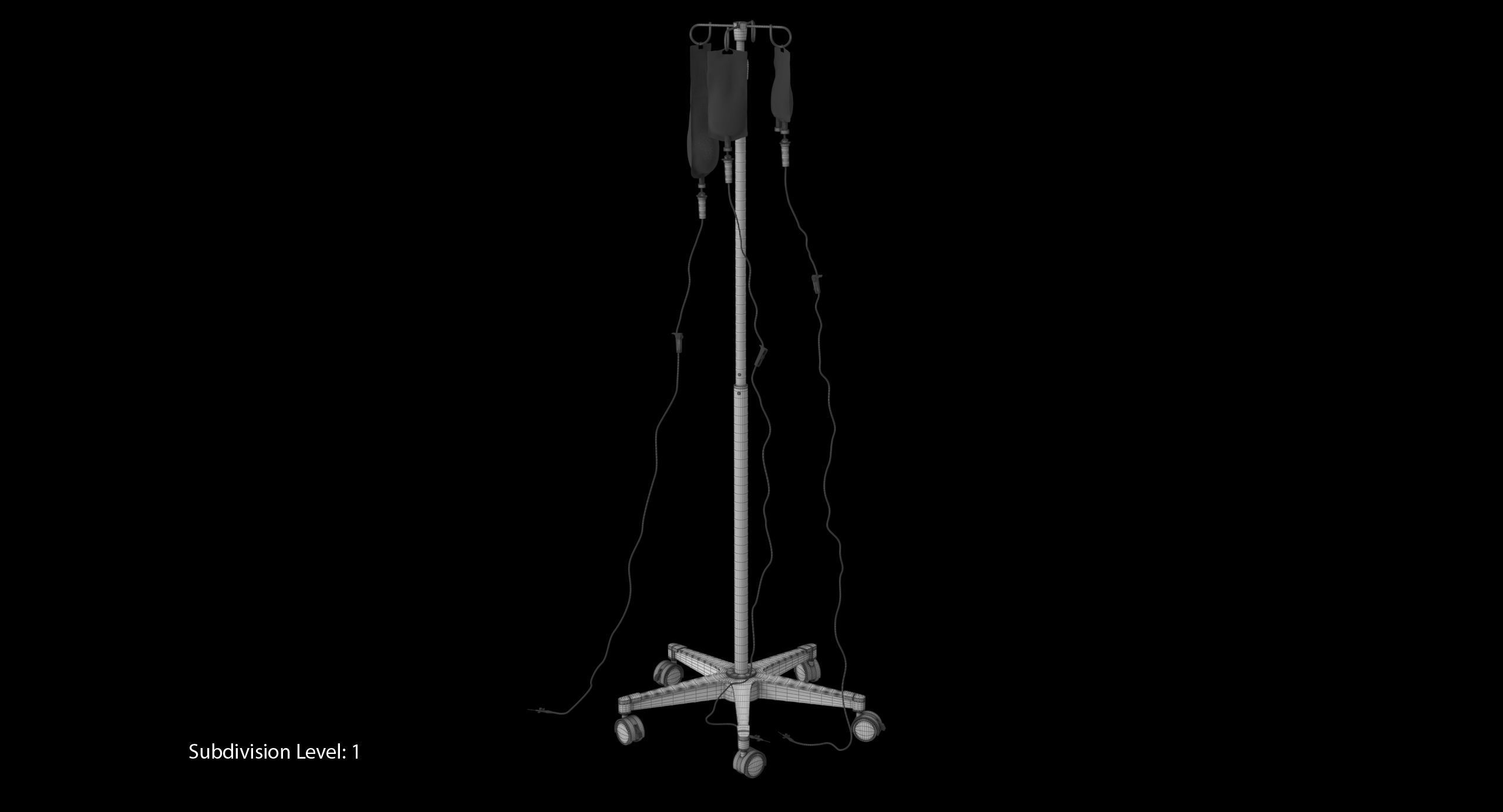 Medical IV Drip Stand Low-poly 3D model_17