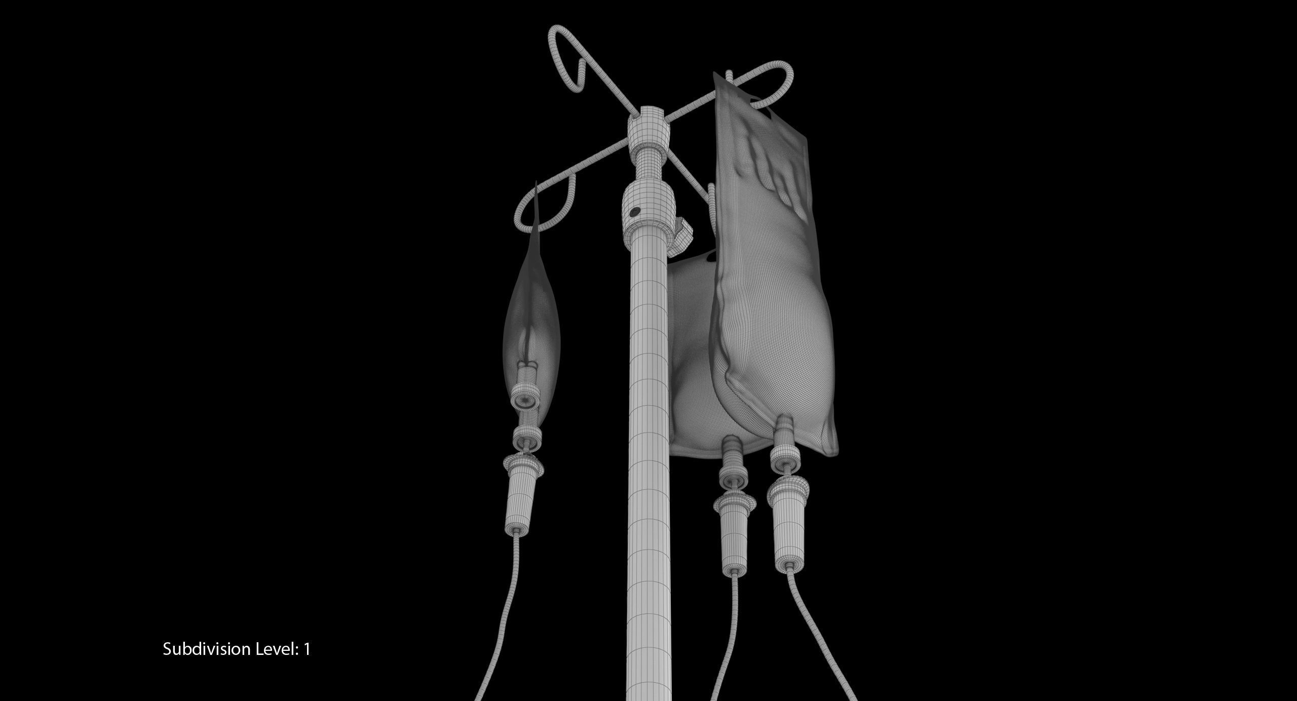 Medical IV Drip Stand Low-poly 3D model_21