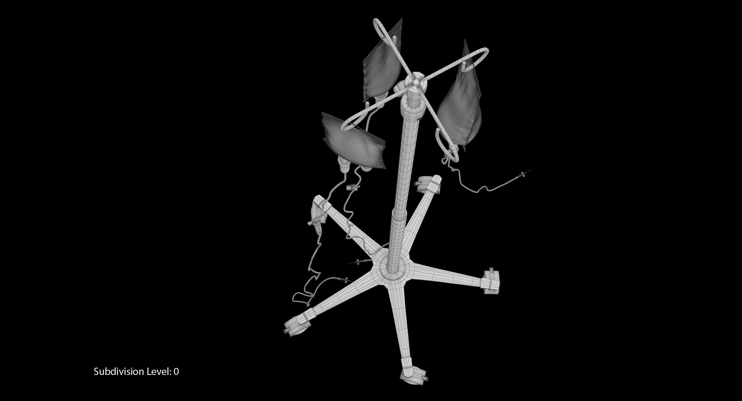 Medical IV Drip Stand Low-poly 3D model_22