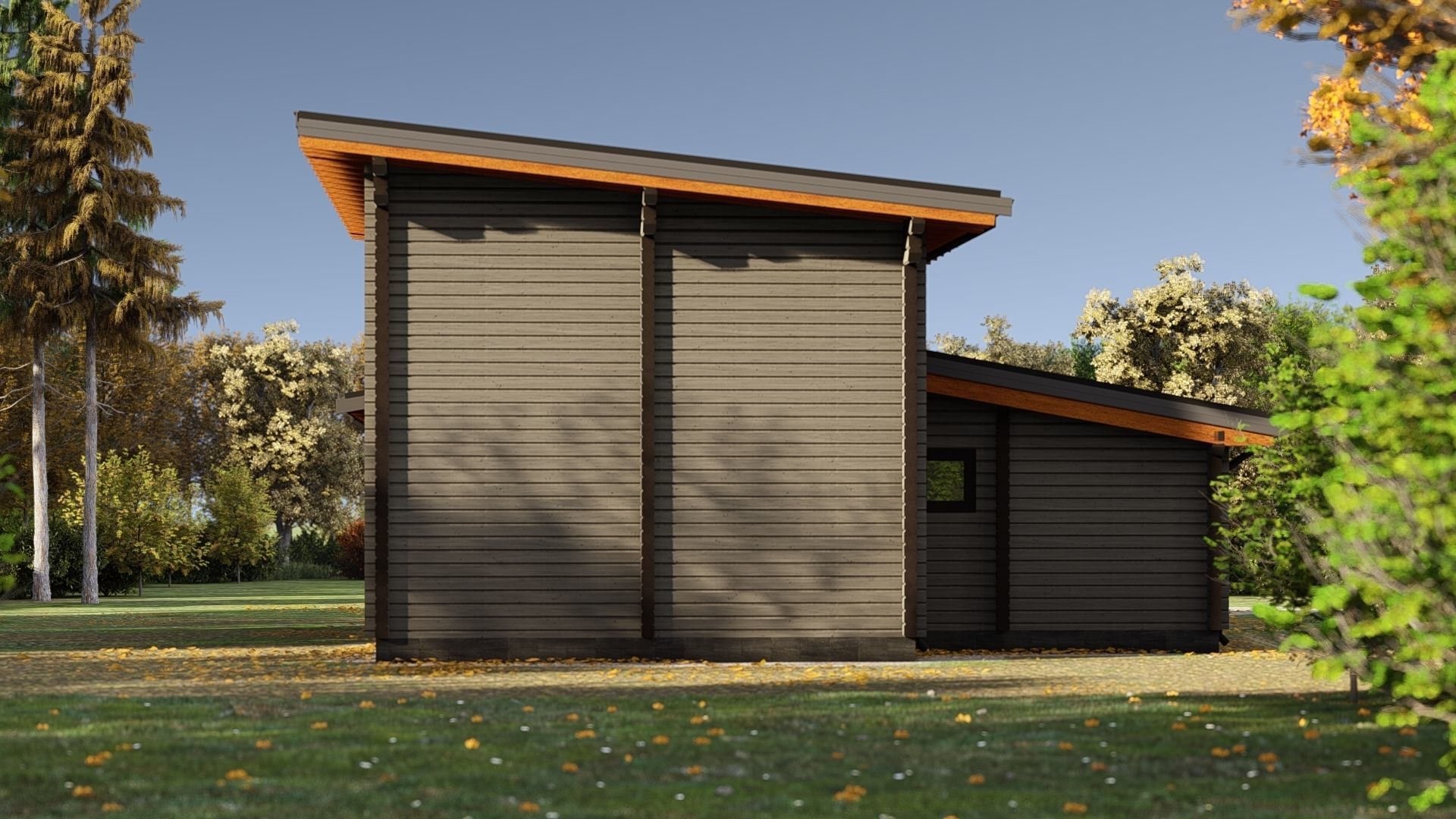 3D model of a wooden house with three bedrooms 3D model_5