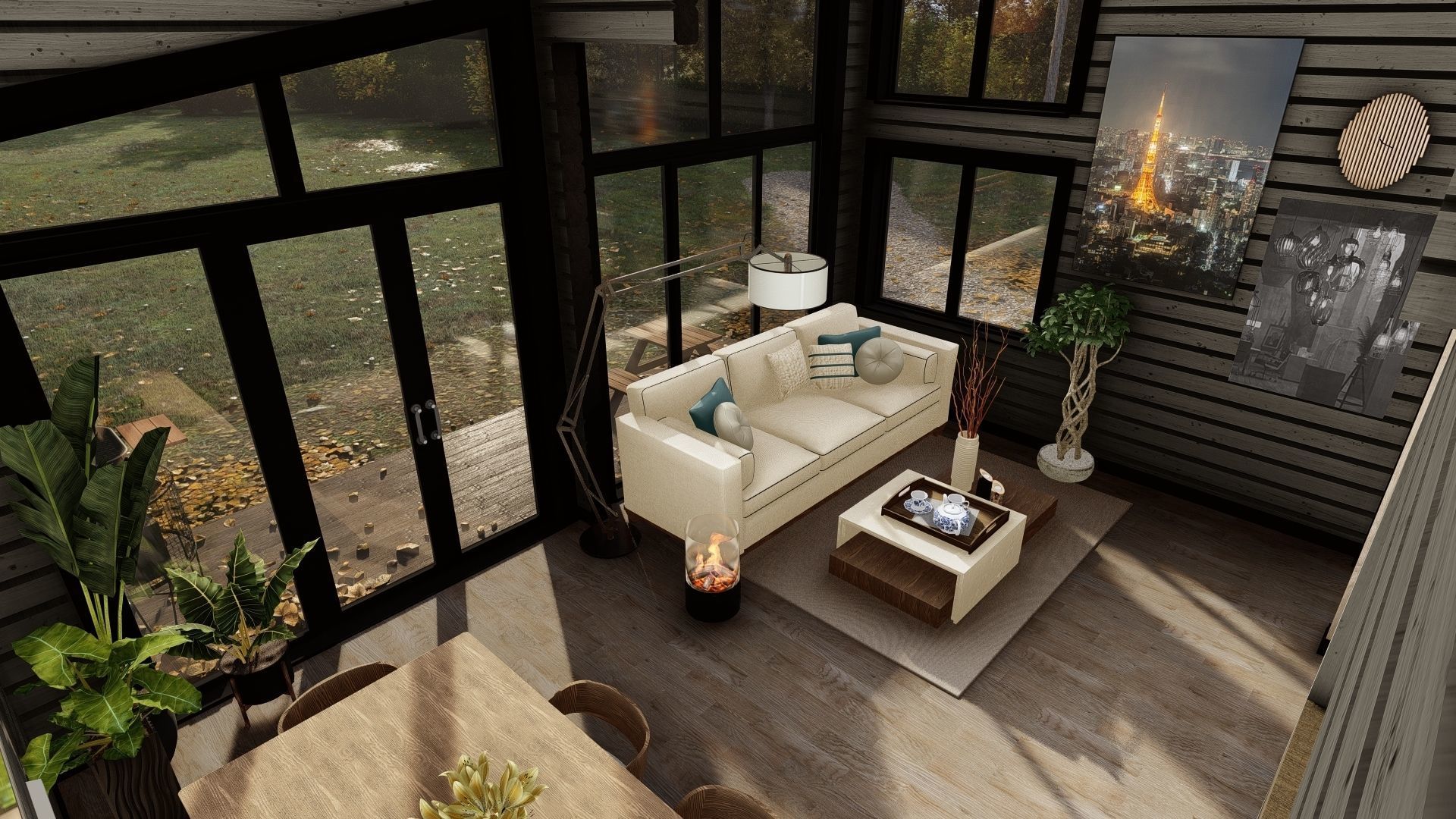 3D model of a wooden house with three bedrooms 3D model_7