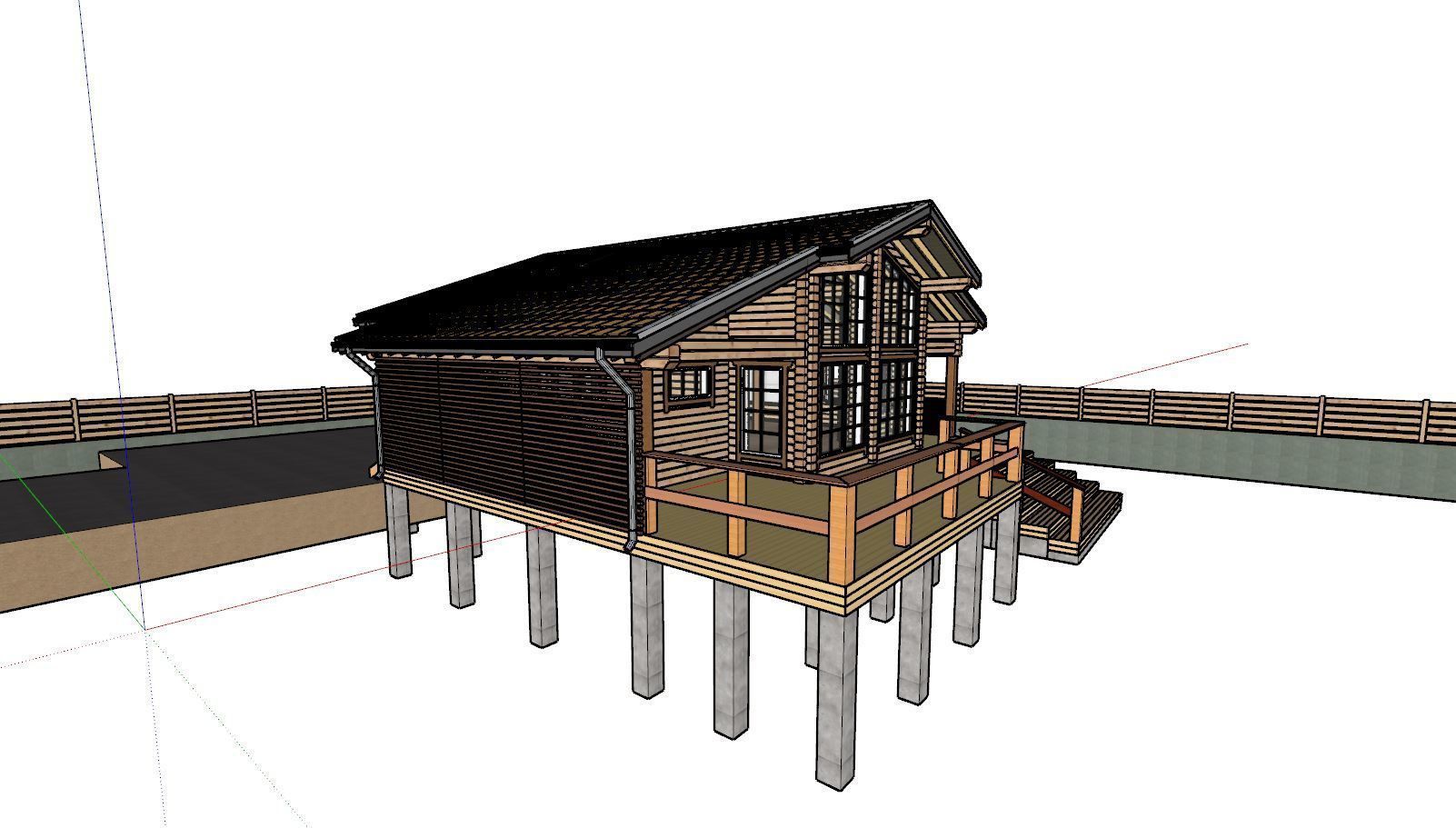 3D model of a wooden house 3D model_9