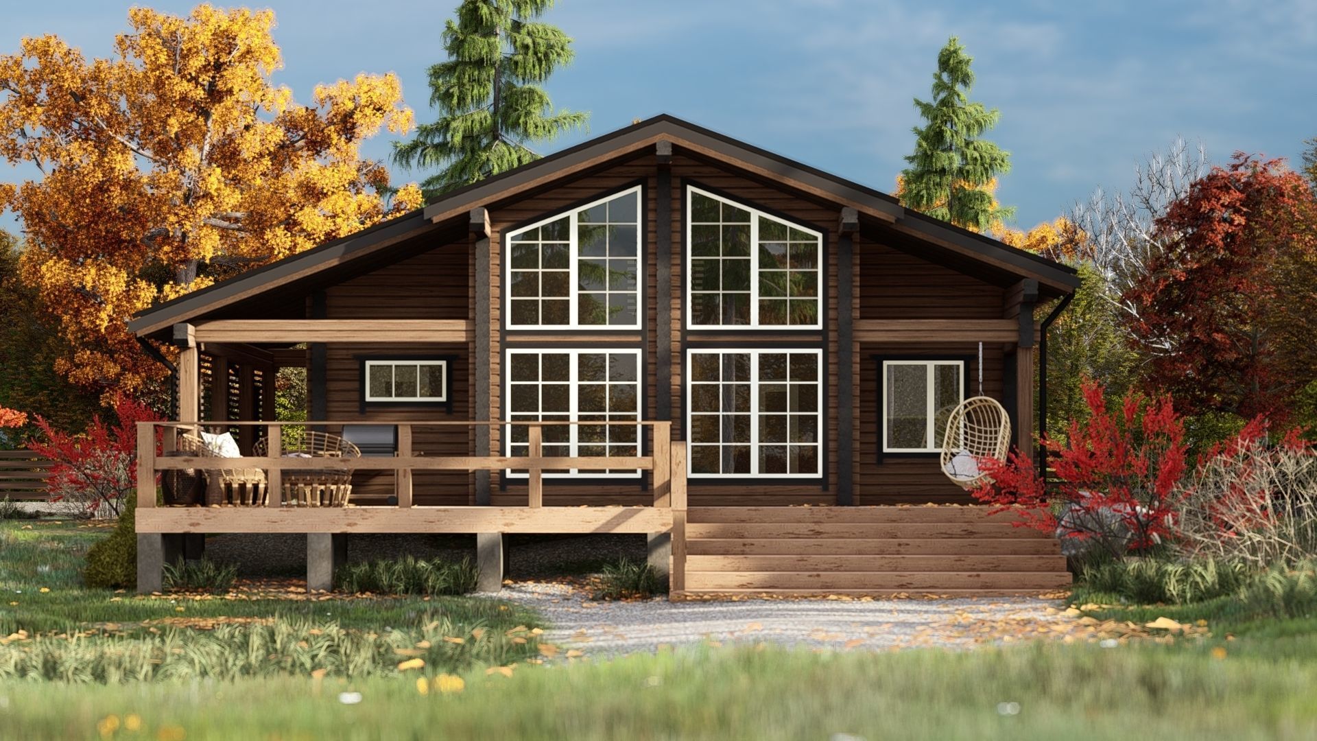 3D model of a wooden house 3D model_3