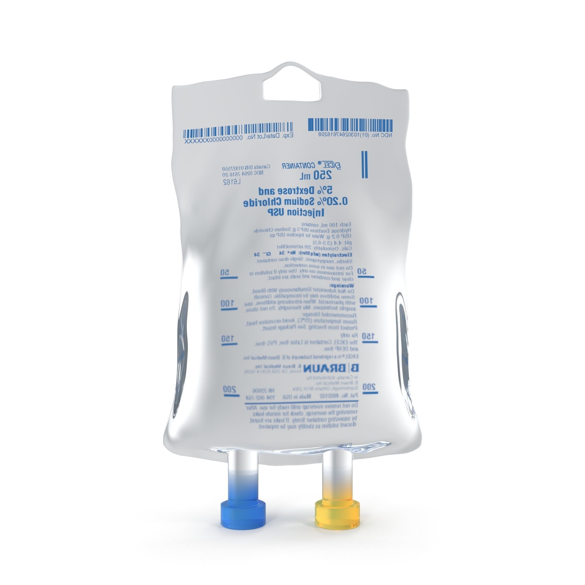 IV bag 250ml Low-poly 3D model_9