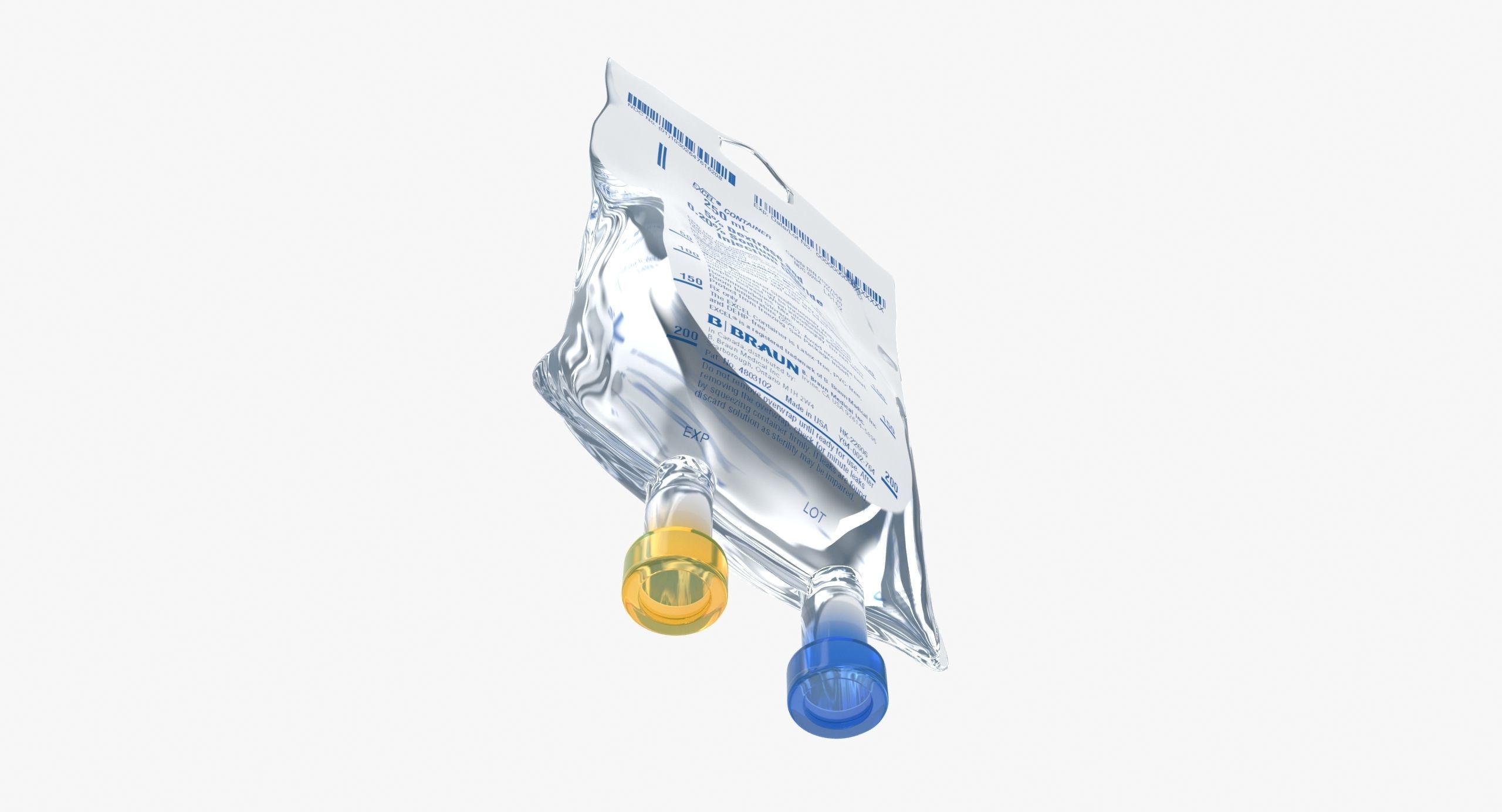 IV bag 250ml Low-poly 3D model_3