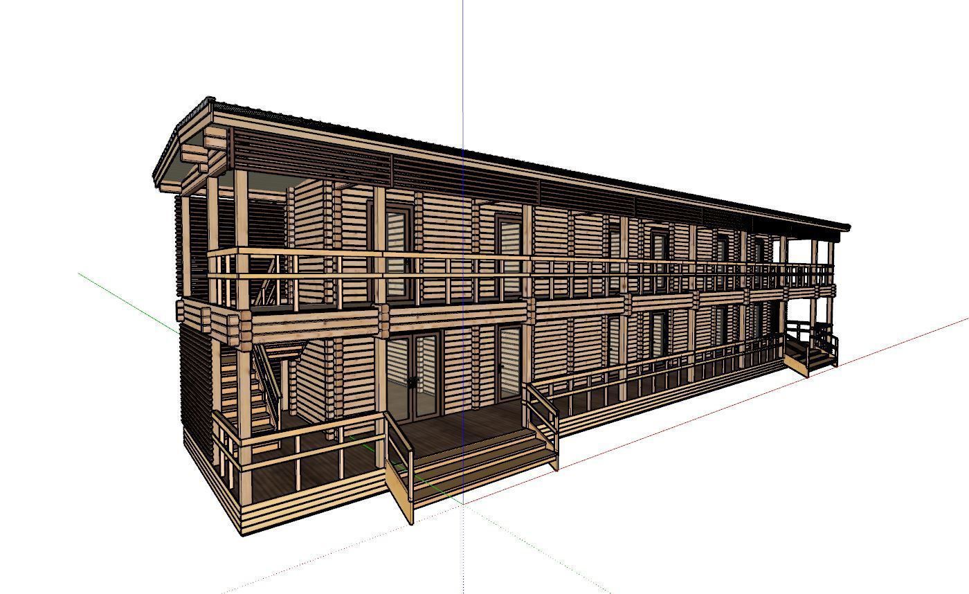 3D model of a wooden hotel 3D model_11