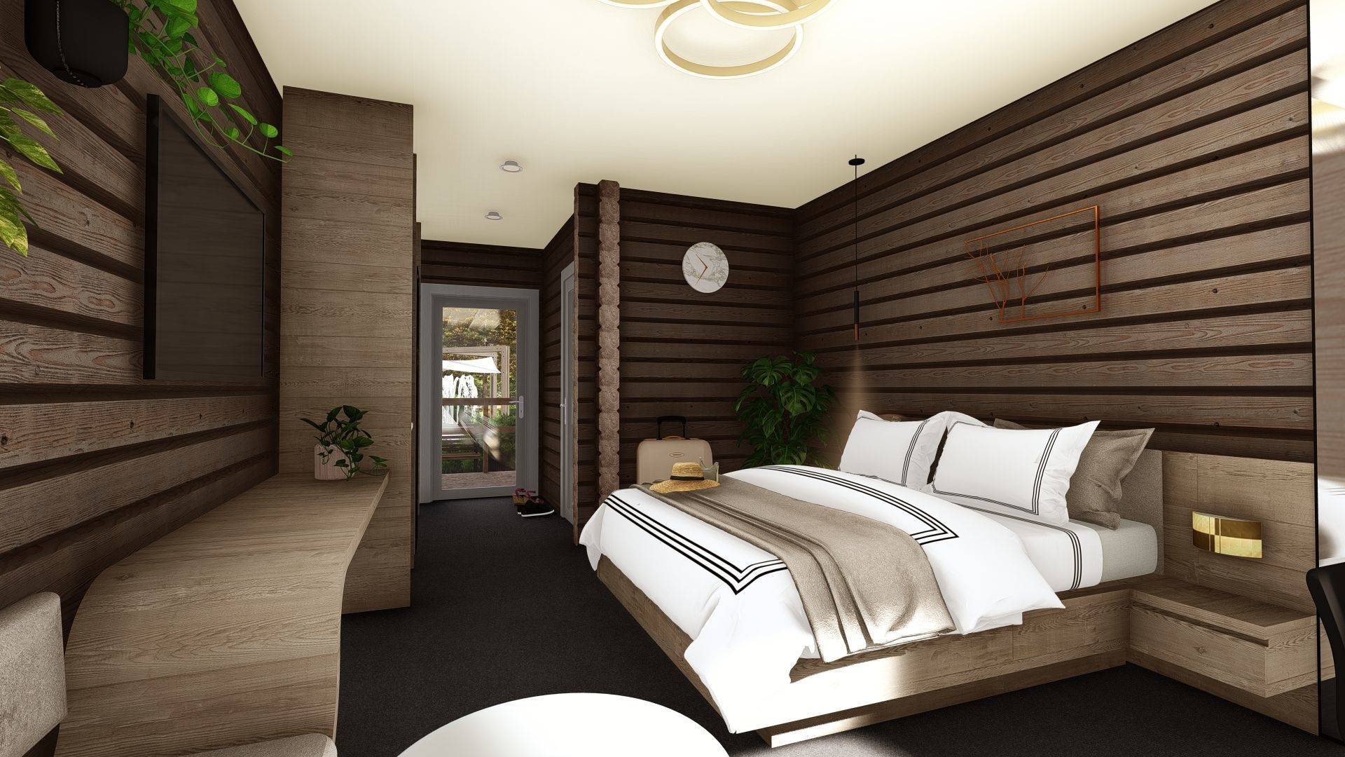 3D model of a wooden hotel 3D model_9