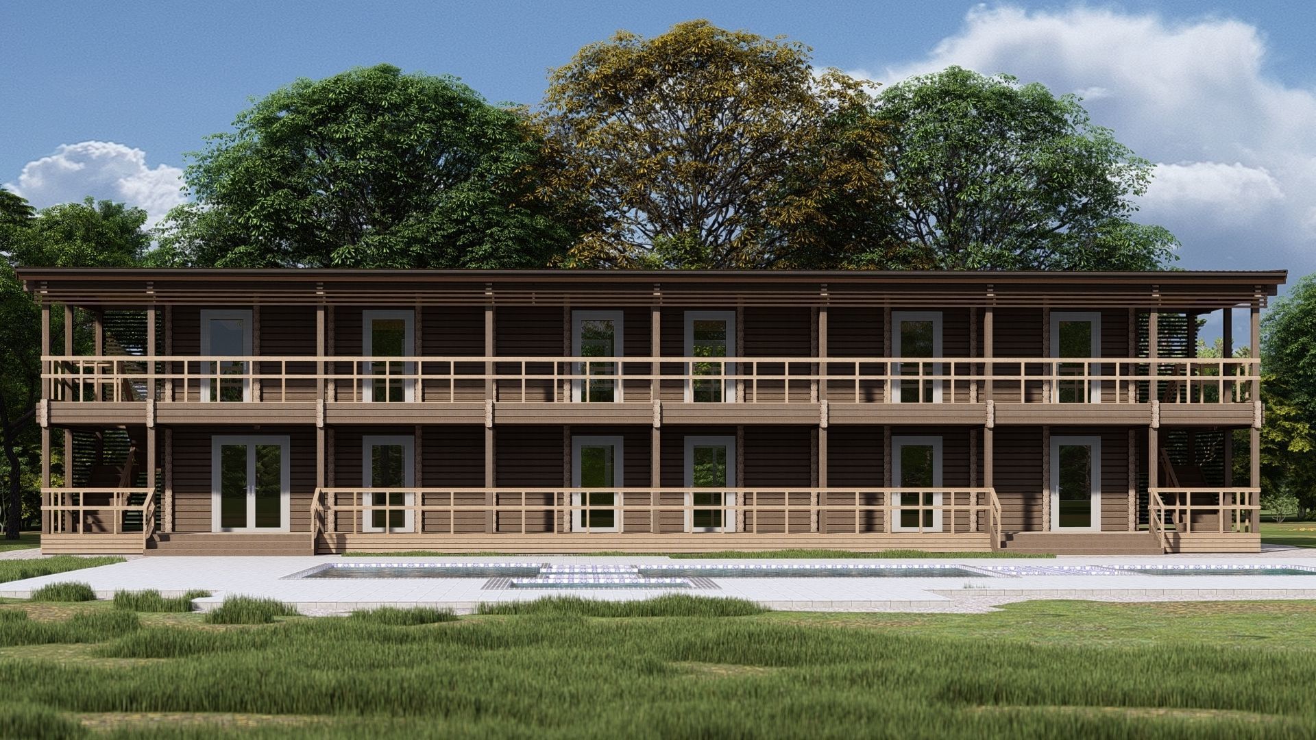 3D model of a wooden hotel 3D model_4