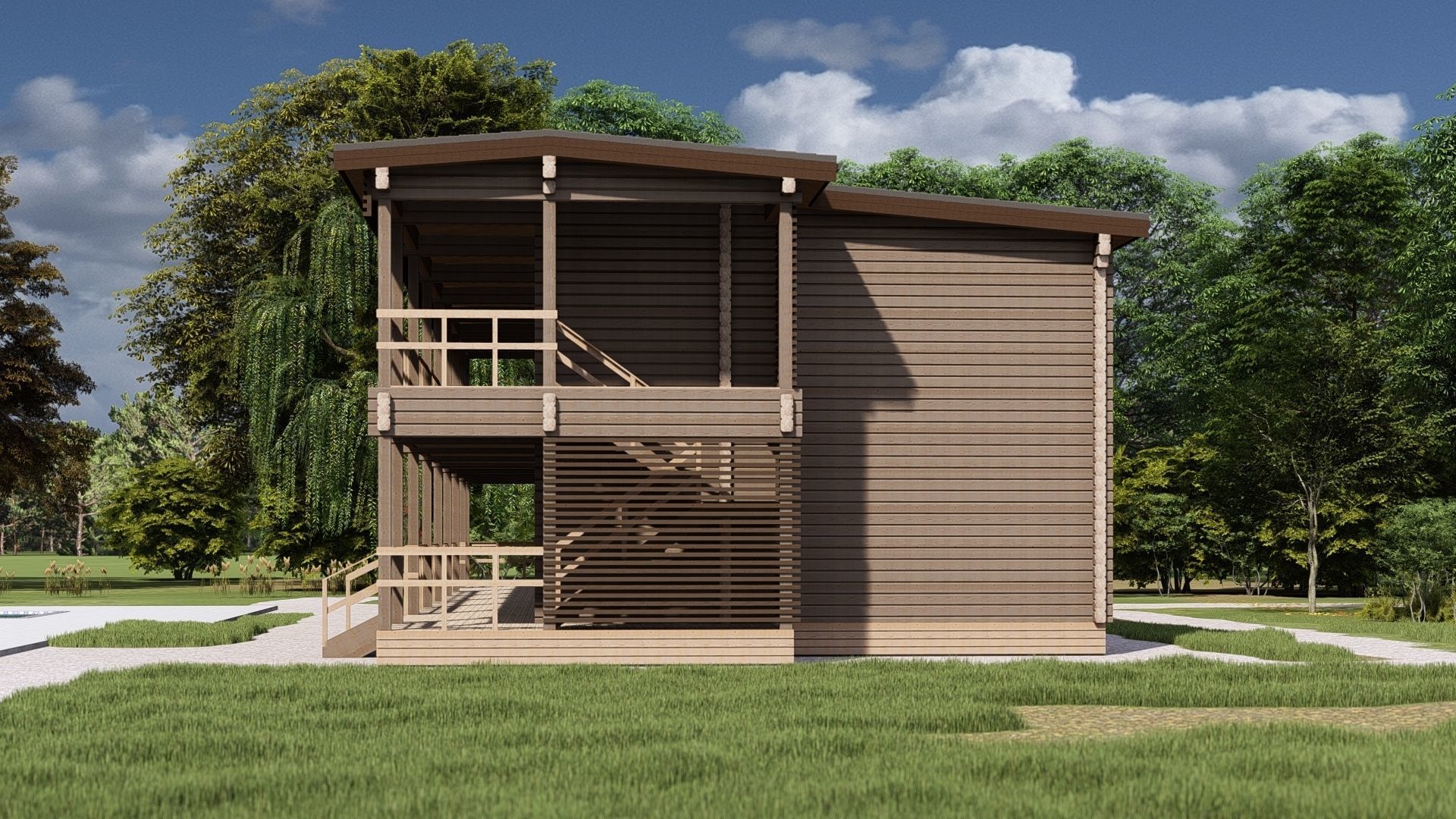 3D model of a wooden hotel 3D model_5