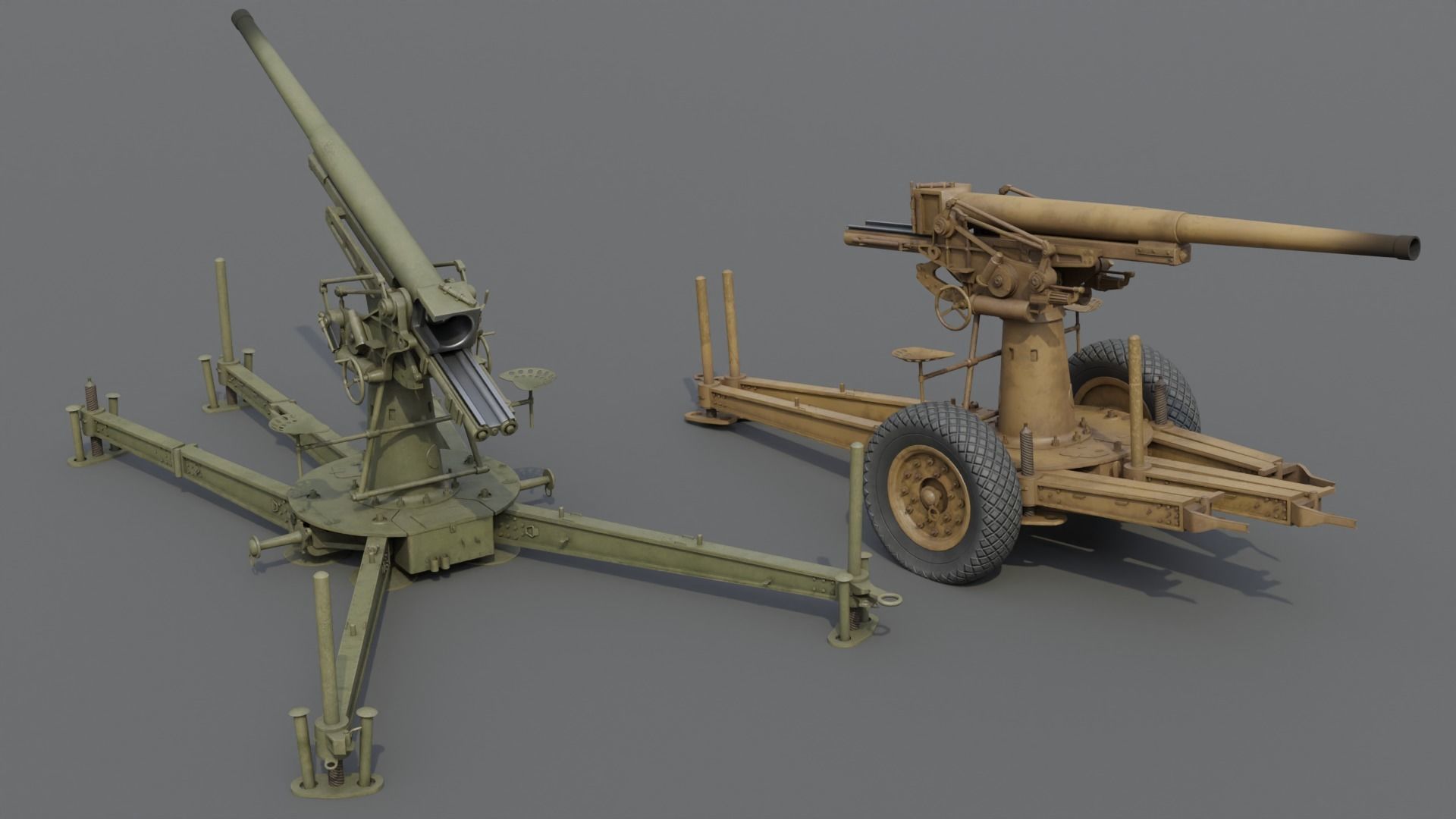 3D model Type 88 75 mm AA gun VR / AR / low-poly | CGTrader