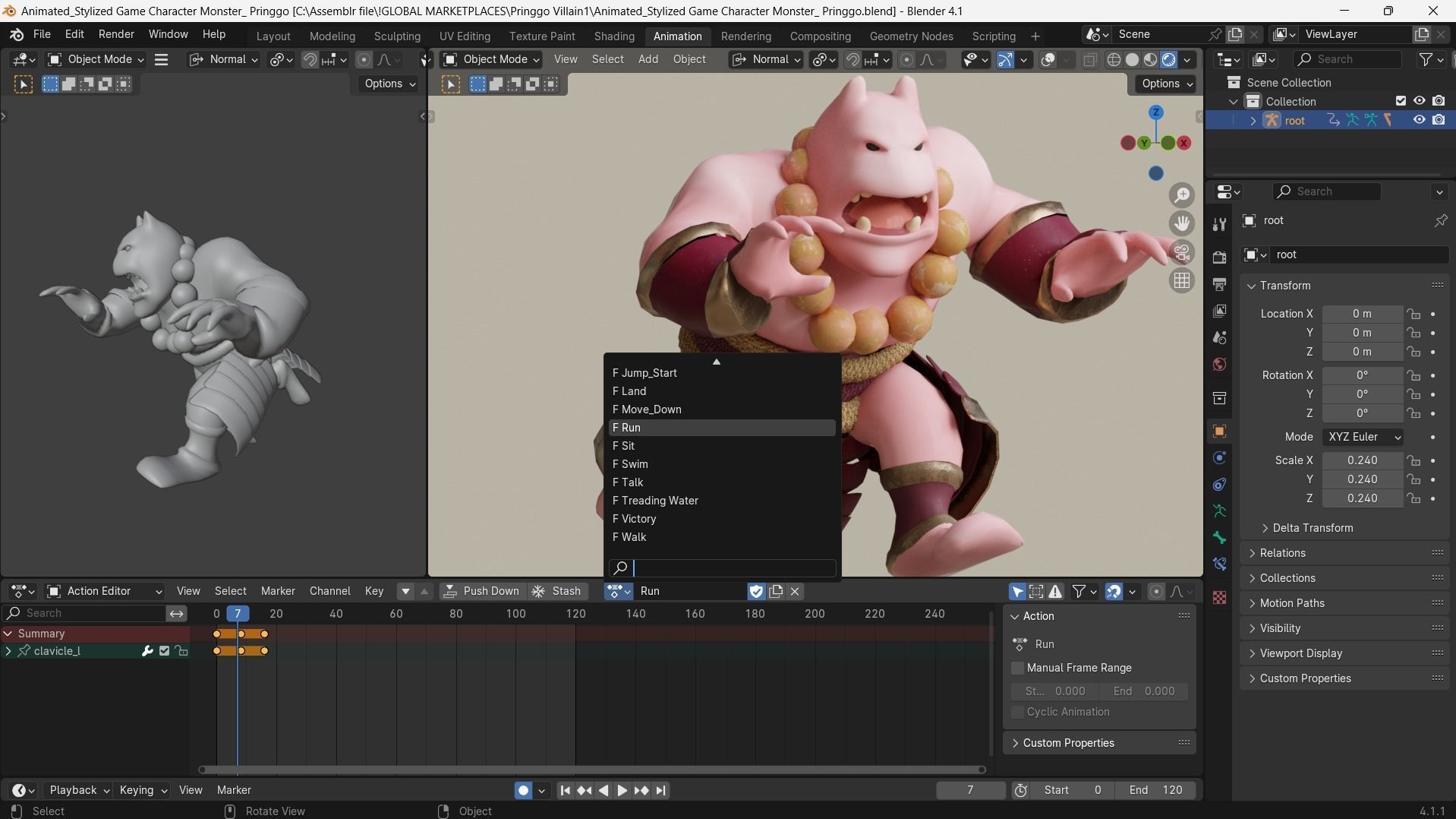 Low poly - Stylized Game Character Monster - Pringgo Low-poly 3D model_9