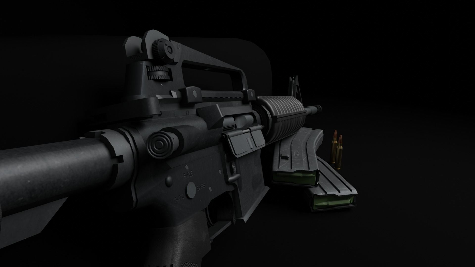 M4A1 Carbine Low-poly 3D model_5