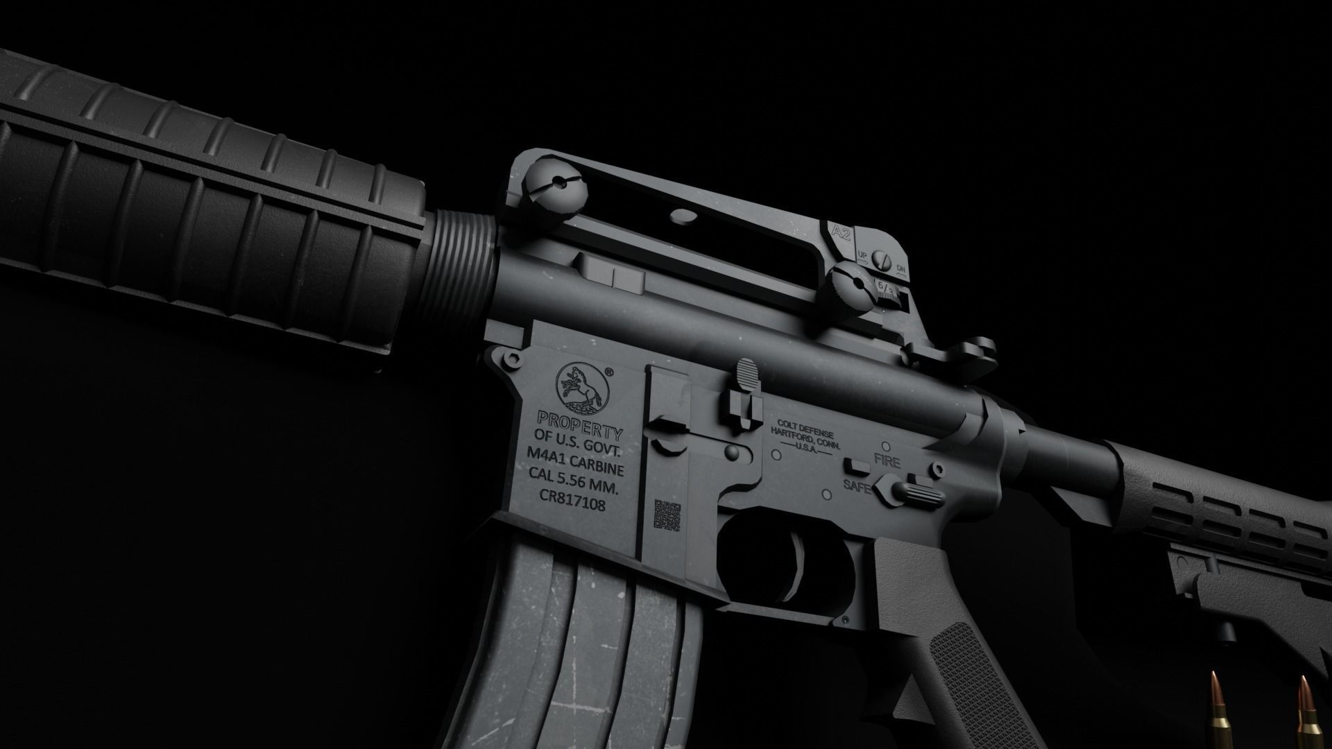 M4A1 Carbine Low-poly 3D model_2