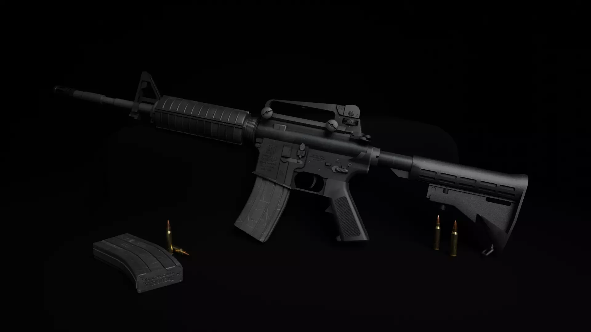 M4A1 Carbine Low-poly 3D model_0