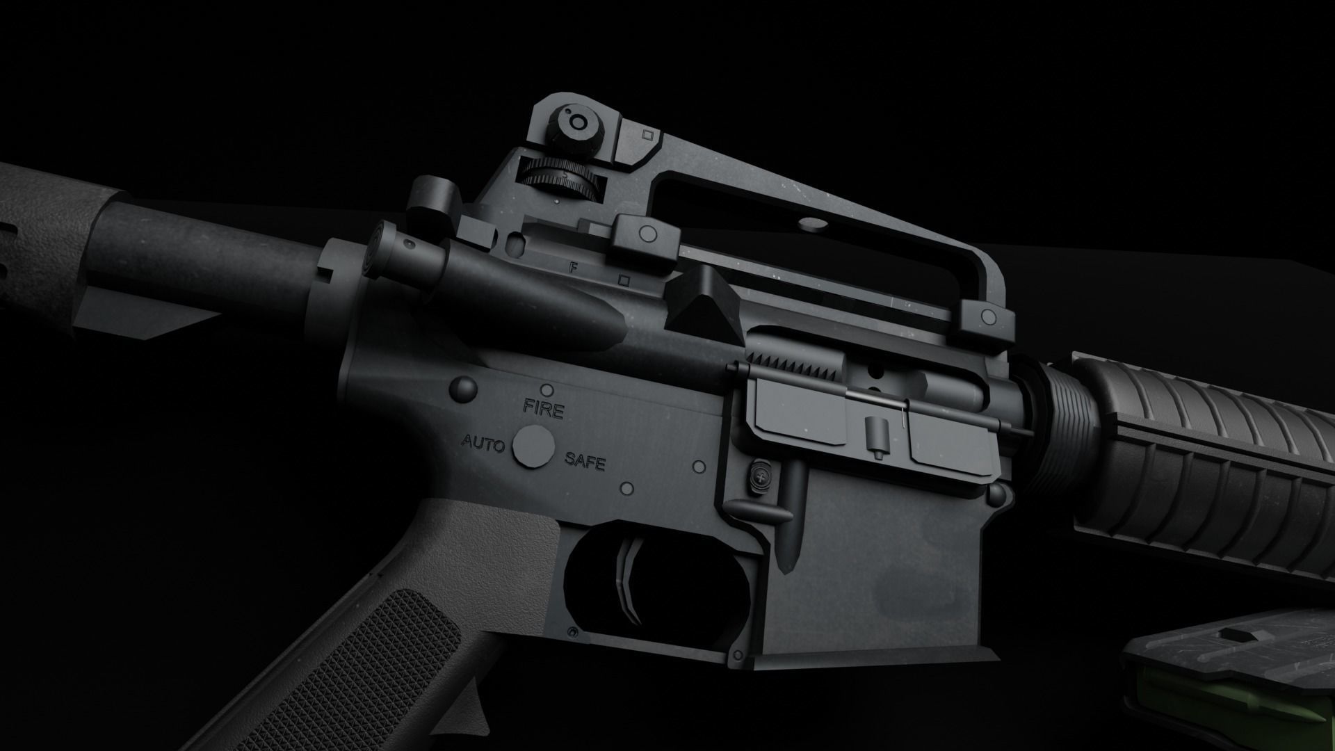 M4A1 Carbine Low-poly 3D model_4