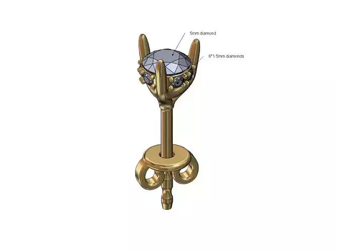 Diamond 3 prong setting 5mm stone stud earring