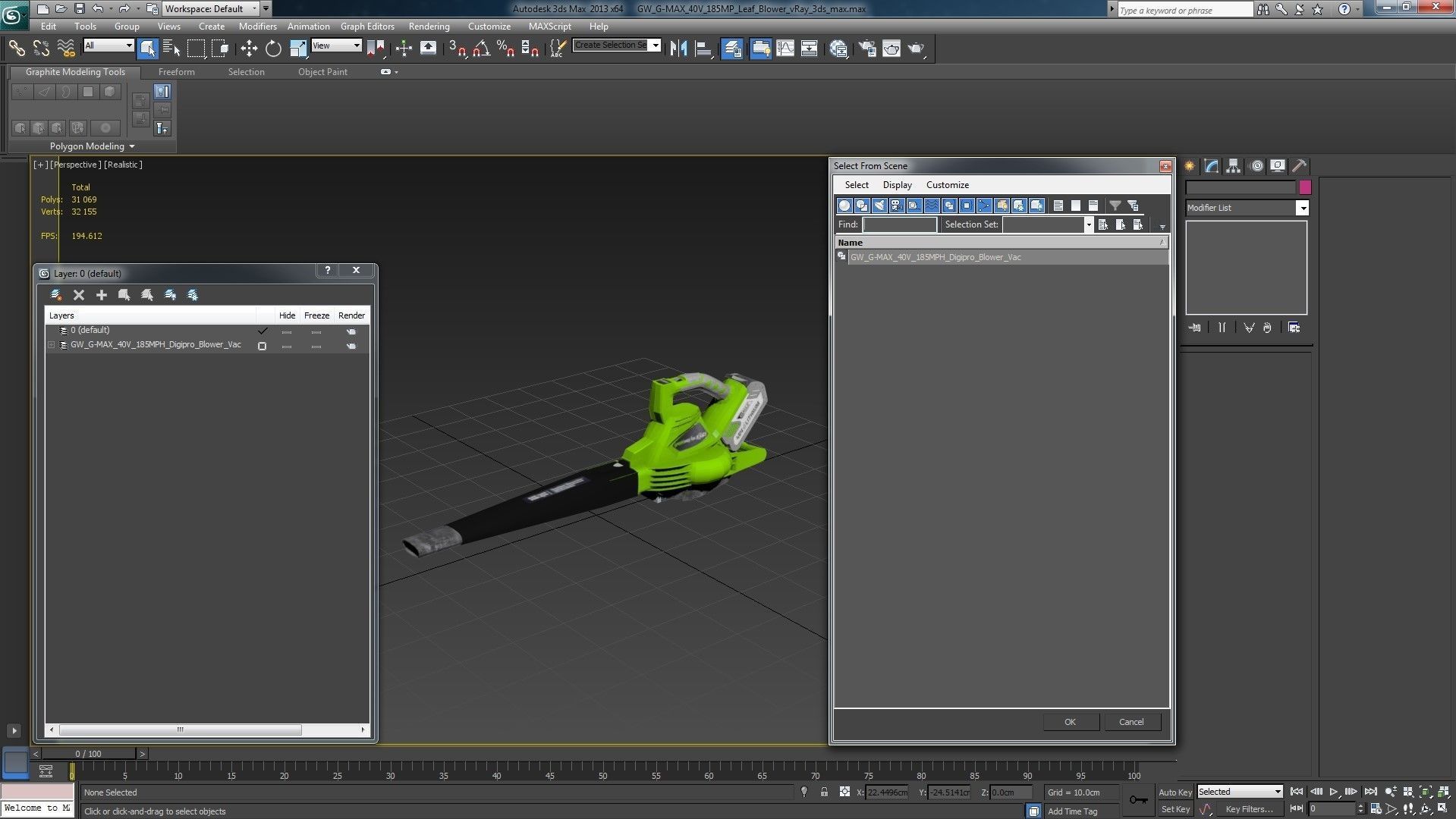 Leaf Blower DigiPro G-MAX 40V GreenWorks Low-poly 3D model_32