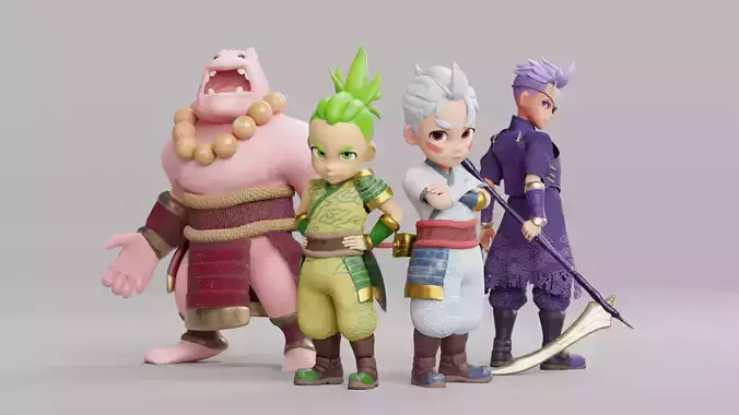 Low poly - Stylized Game Character - Bundle Edition Low-poly 3D model