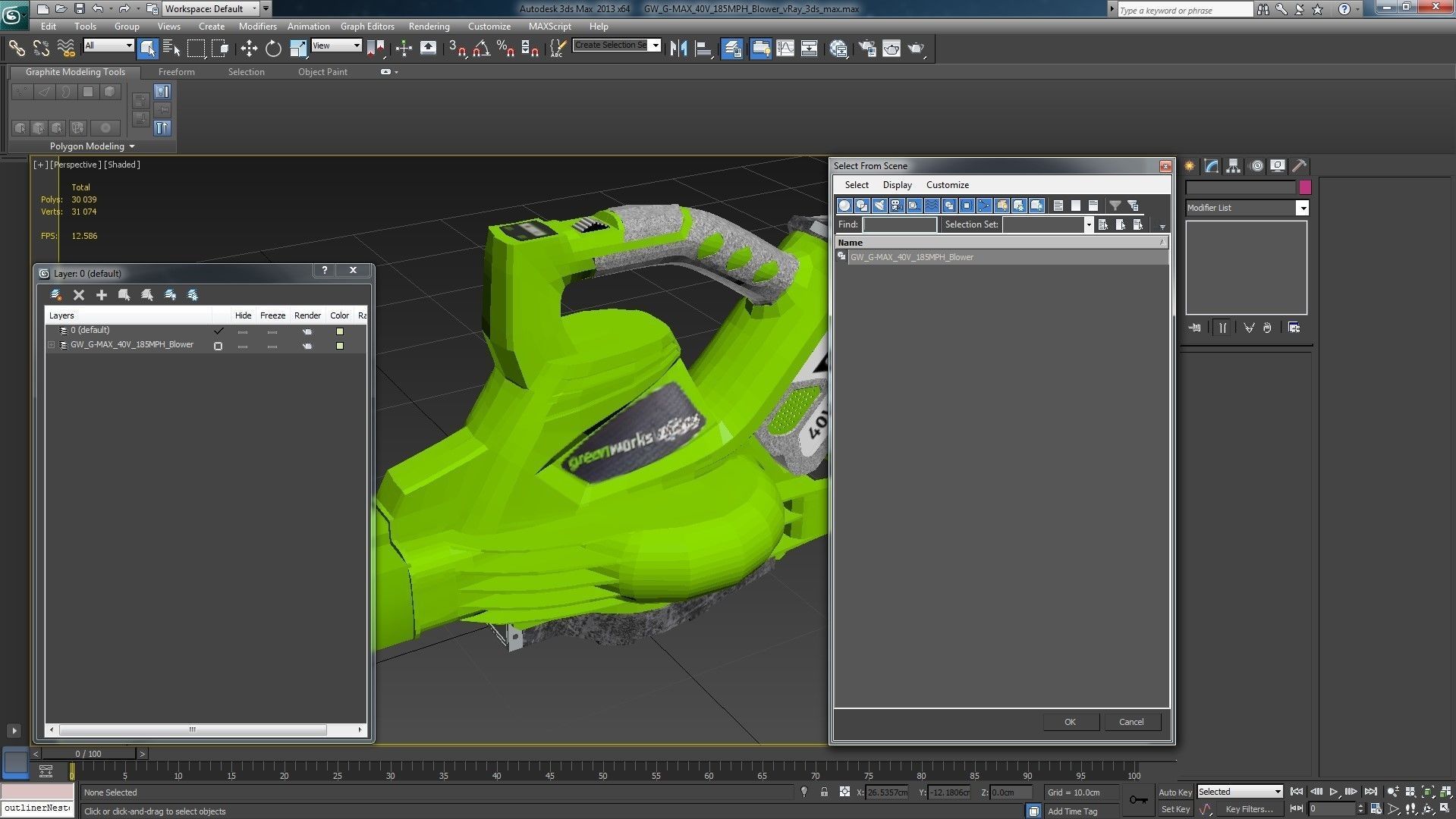 Leaf Blower Blow Tool DigiPro G-MAX 40V GreenWorks Low-poly 3D model_20