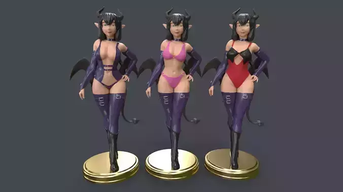 Anime Female Devil Succubus B 3D Printing 3D print model