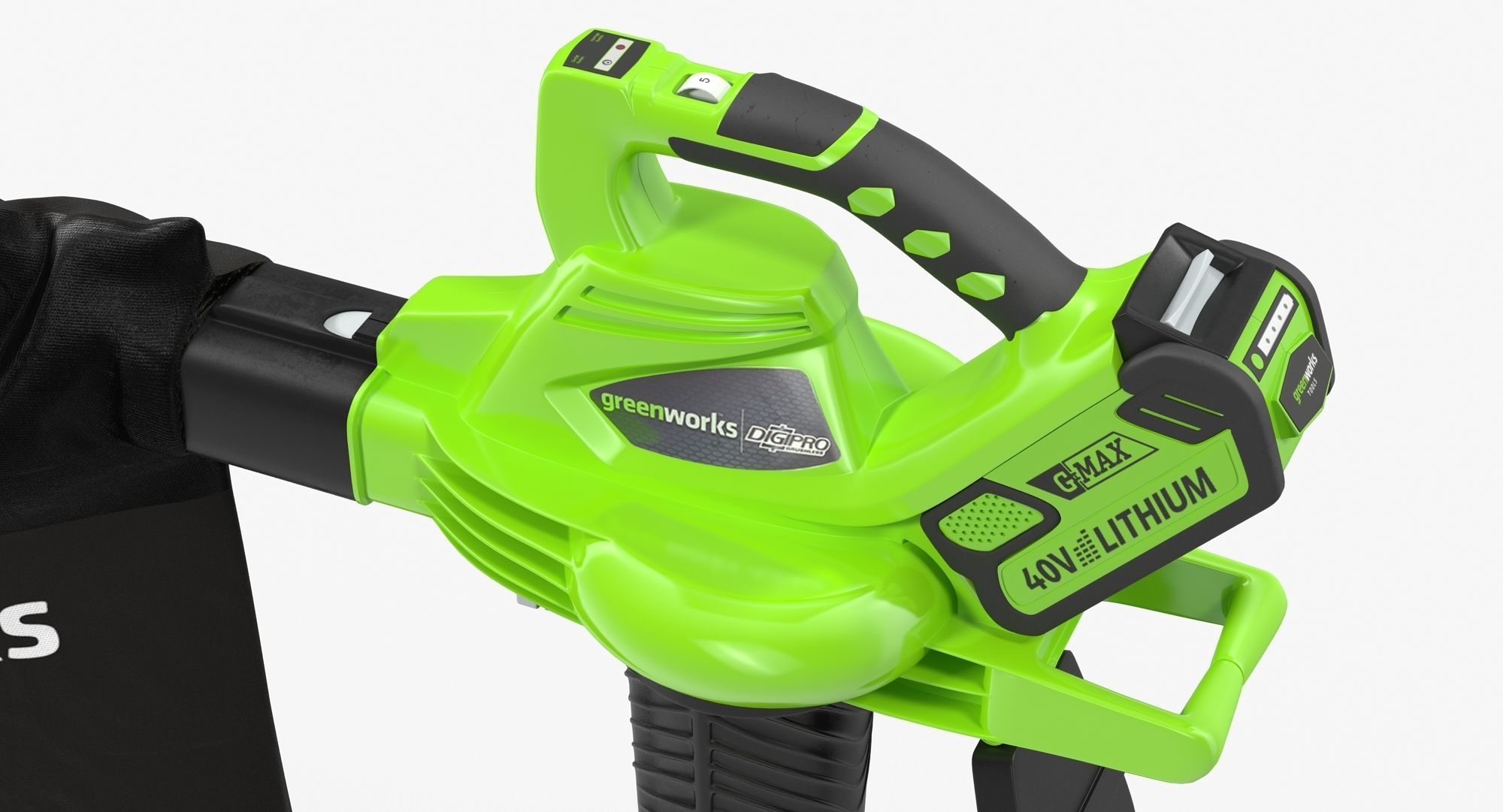 Leaf Blower Vacuum DigiPro G-MAX 40V GreenWorks Low-poly 3D model_6